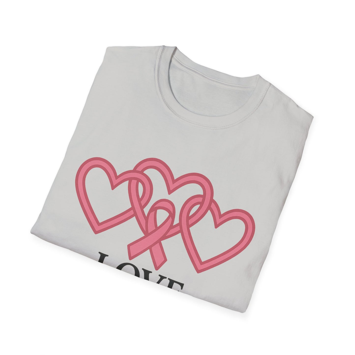 Love Support Cure Shirt | Breast Cancer Awareness Pink Ribbon Hearts Tee | Survivor Fighter Support Hope T-Shirt October Month