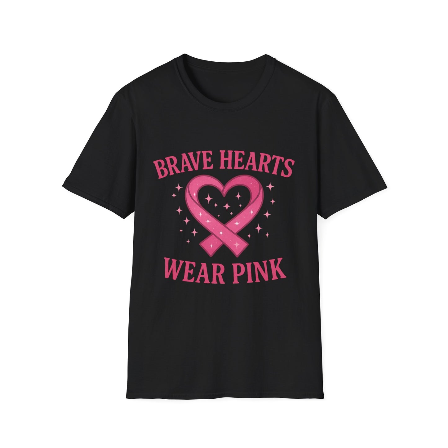 Brave Hearts Wear Pink Shirt | Breast Cancer Awareness Heart Ribbon Tee | Survivor Fighter Support Hope T-Shirt October Strong