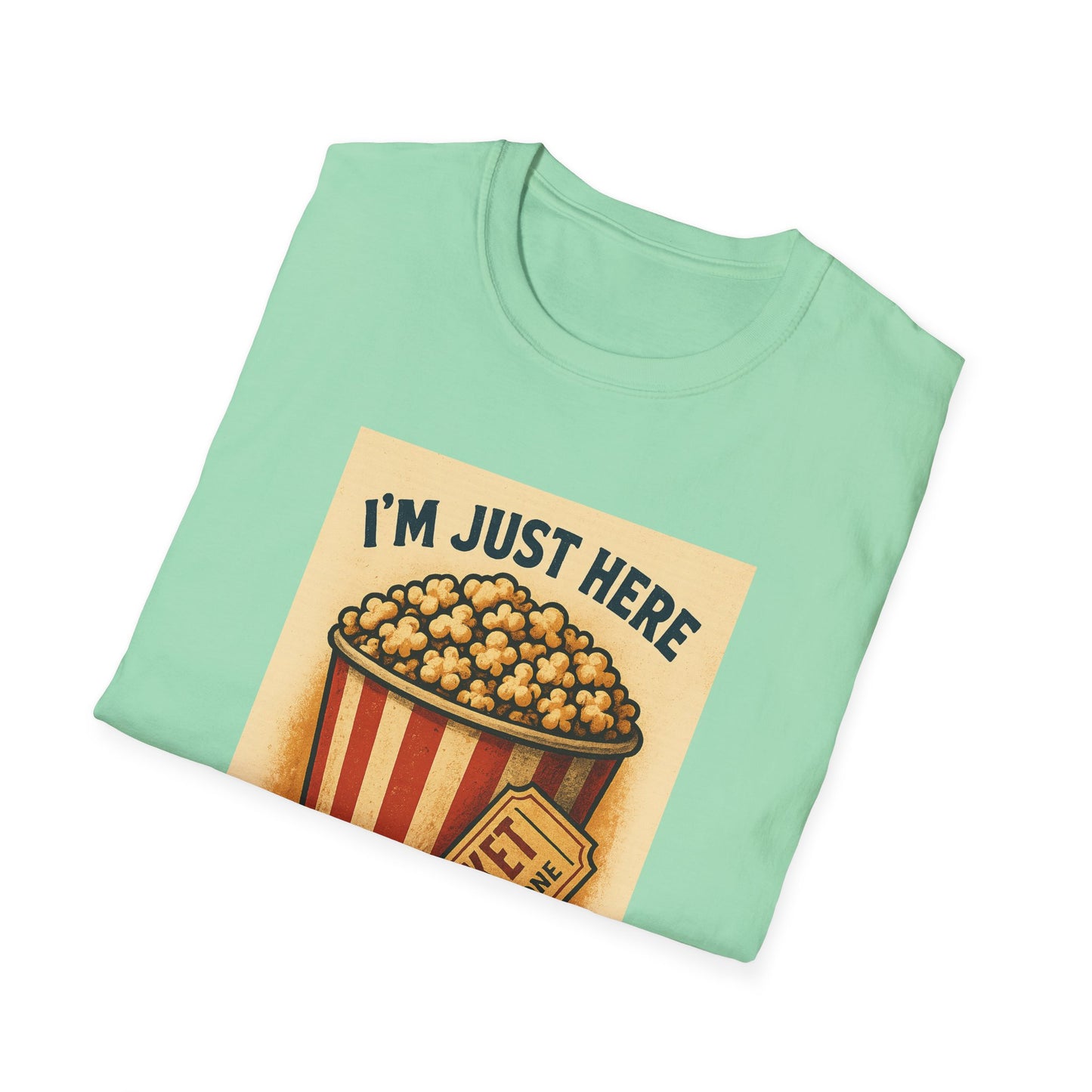 I’m Just Here for the Popcorn Shirt – Funny Movie Night Tee – Retro Popcorn Bucket T-Shirt for Theater & Film Fans