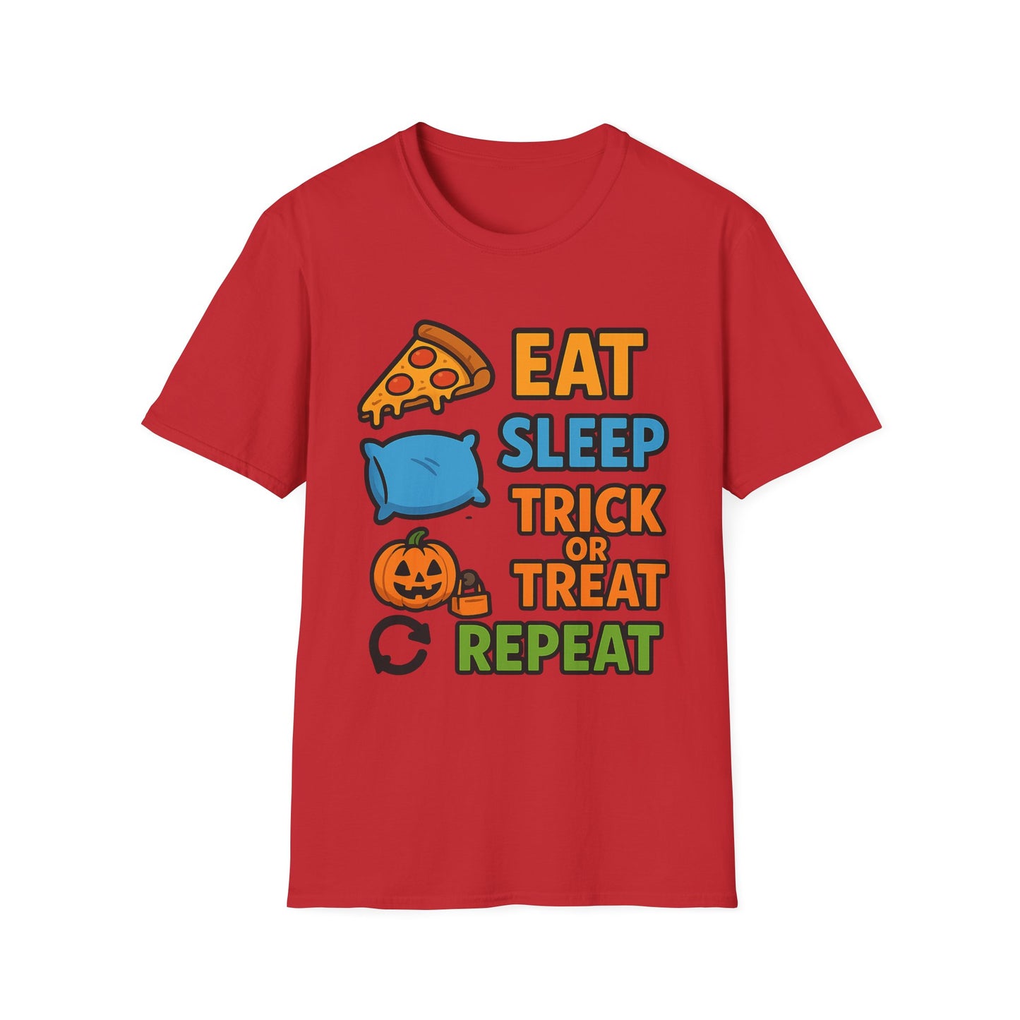 Eat Sleep Trick or Treat Repeat Shirt – Funny Halloween Candy Tee