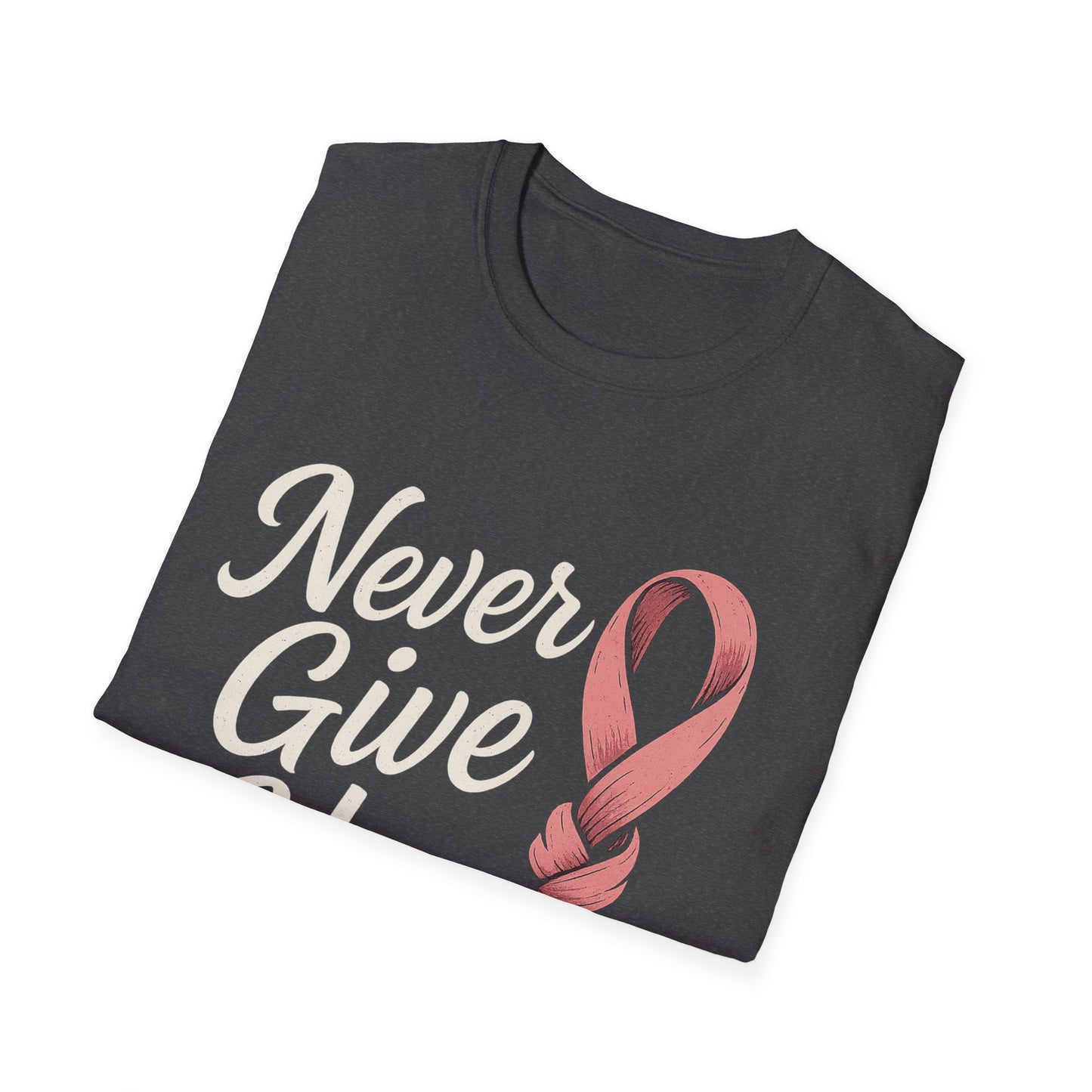 Never Give Up Shirt | Breast Cancer Awareness Pink Ribbon Tee | Inspirational Support Survivor Fighter T-Shirt October Hope