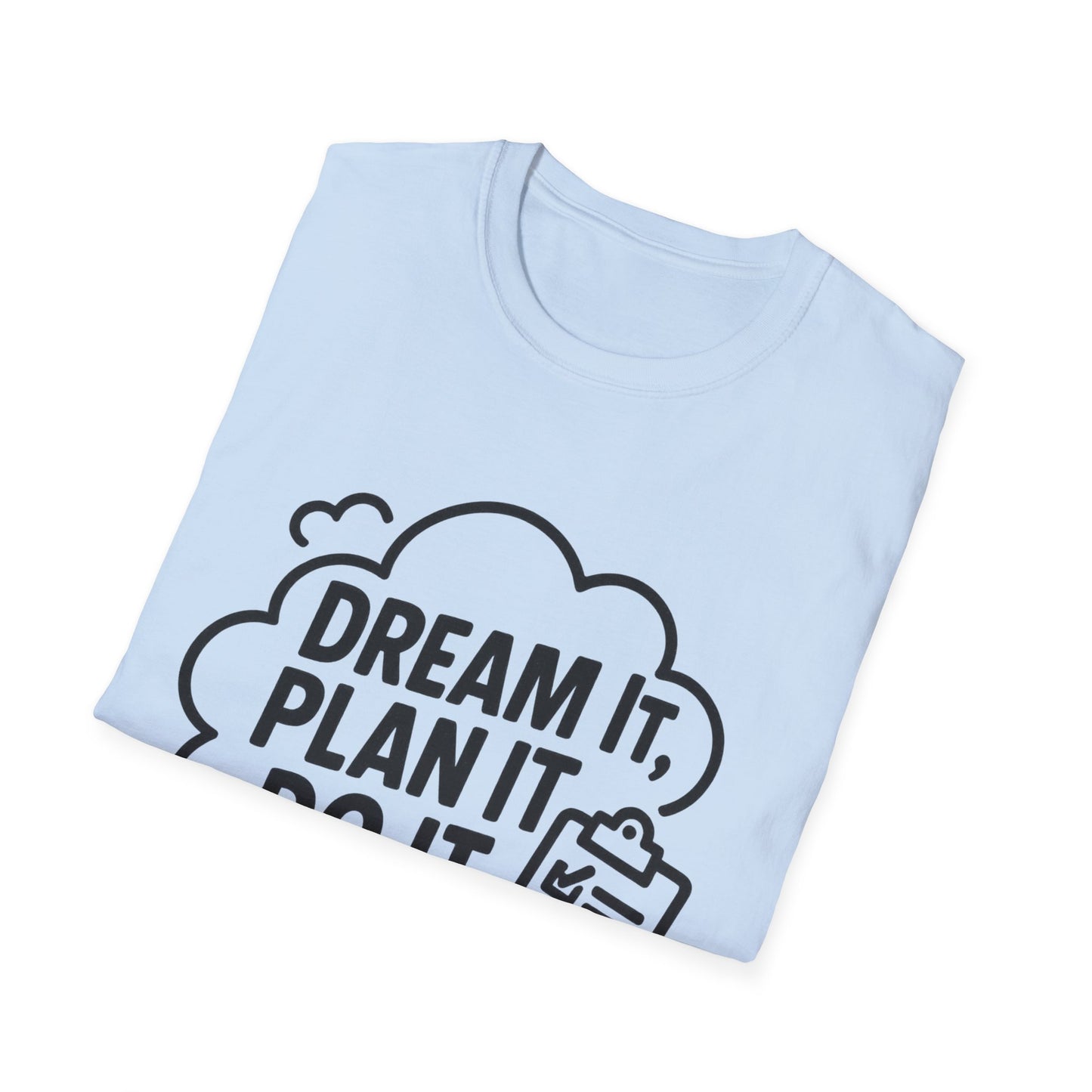 Dream It Plan It Do It T-Shirt – Inspirational Checklist Cloud Graphic Motivational Tee