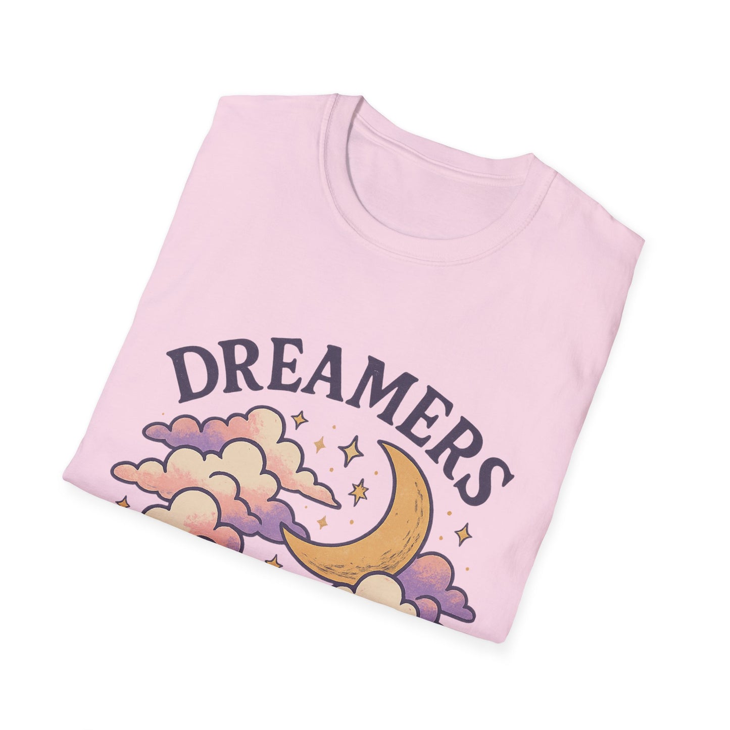 Dreamers Unite T-Shirt – Whimsical Moon & Clouds Inspirational Dreamer Tee