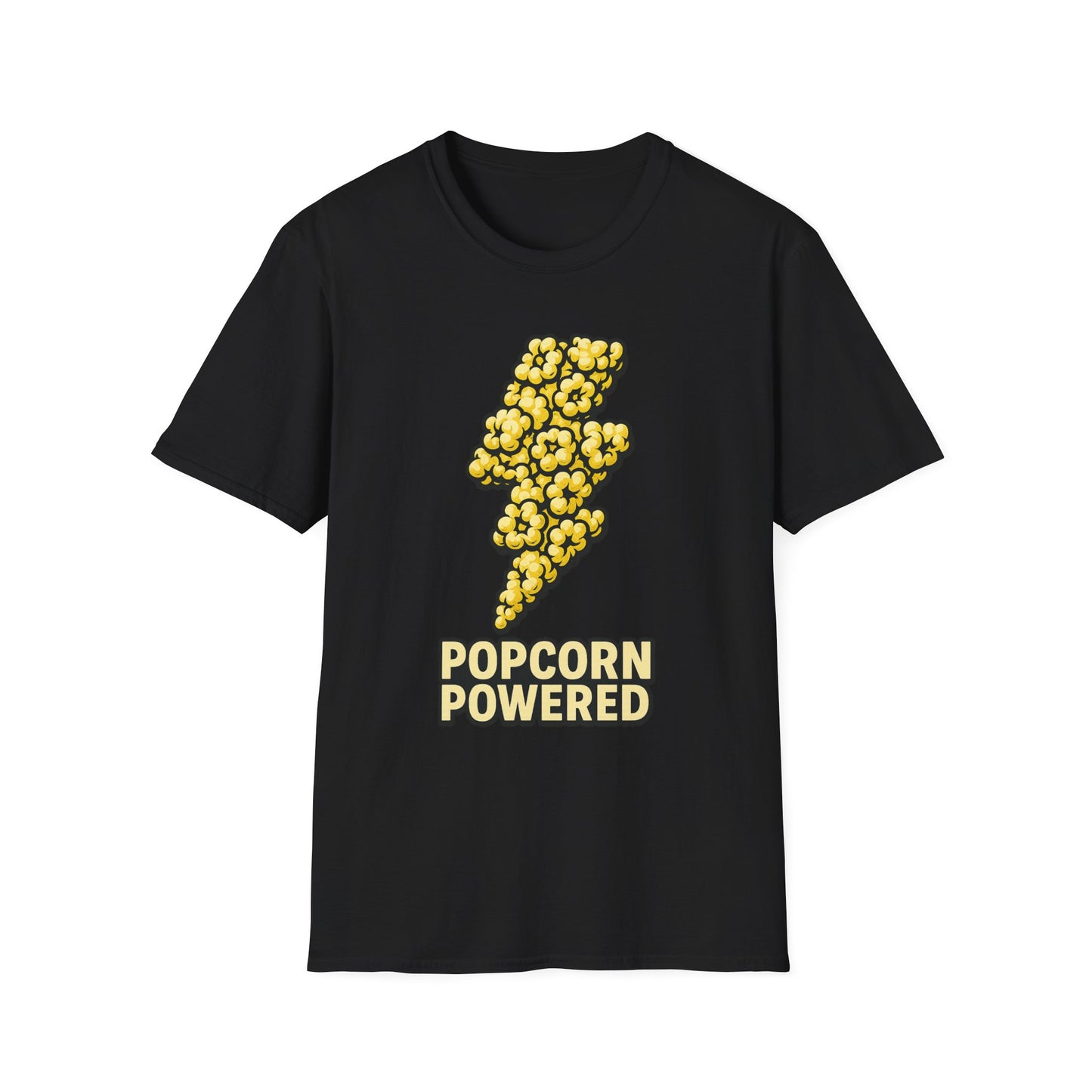 Popcorn Powered Shirt – Funny Movie Snack Tee – Retro Popcorn Lover T-Shirt for Cinema Nights & Foodie Fans