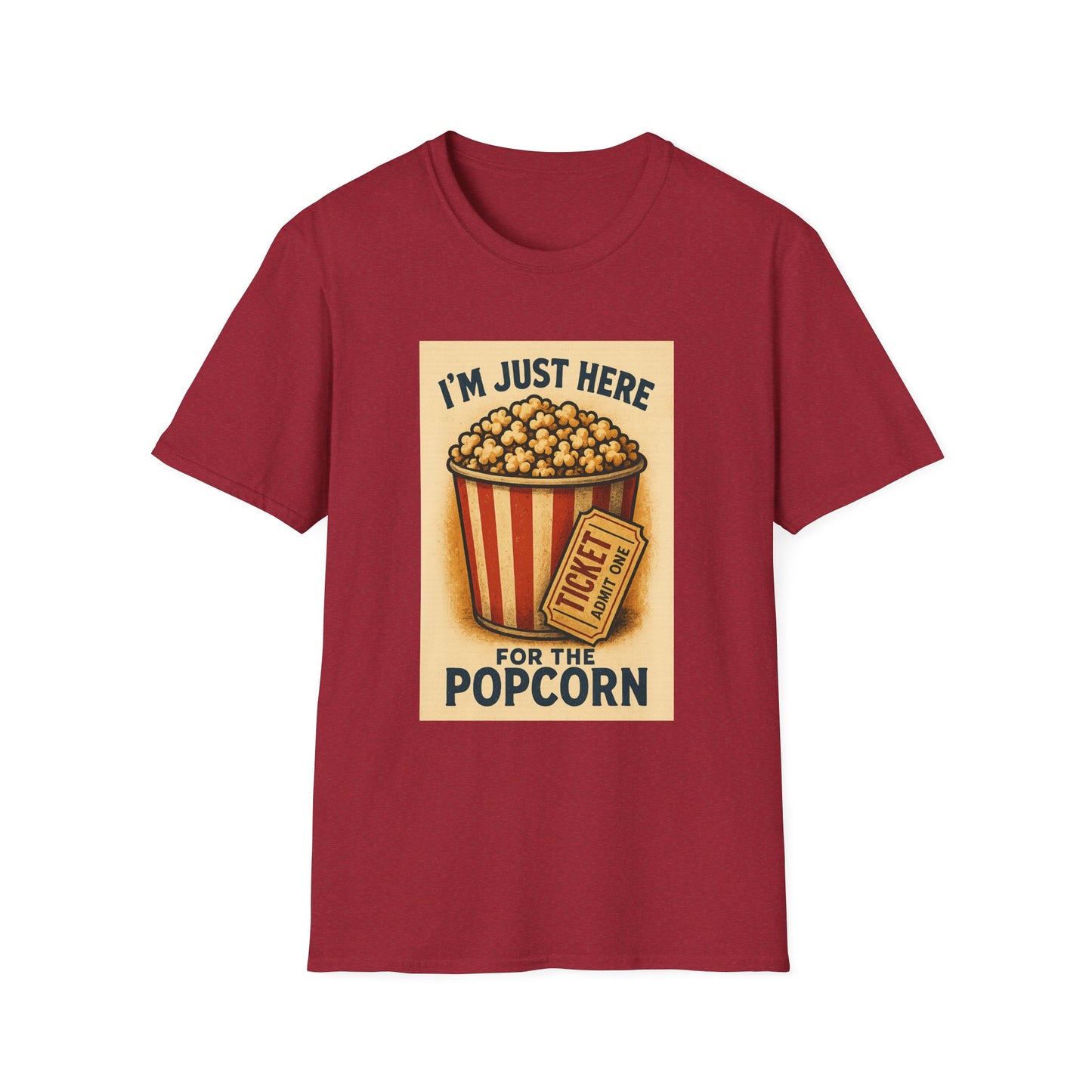 I’m Just Here for the Popcorn Shirt – Funny Movie Night Tee – Retro Popcorn Bucket T-Shirt for Theater & Film Fans