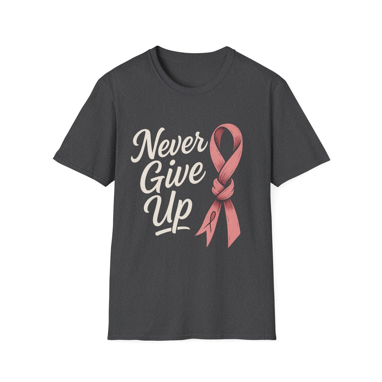 Never Give Up Shirt | Breast Cancer Awareness Pink Ribbon Tee | Inspirational Support Survivor Fighter T-Shirt October Hope