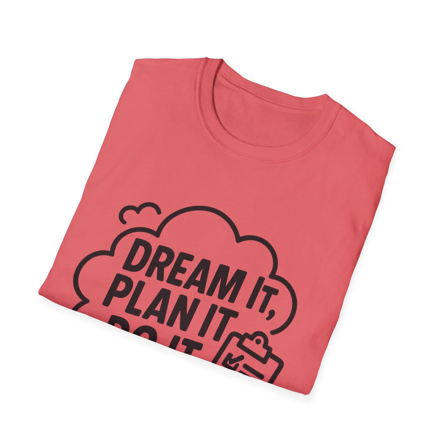 Dream It Plan It Do It T-Shirt – Inspirational Checklist Cloud Graphic Motivational Tee