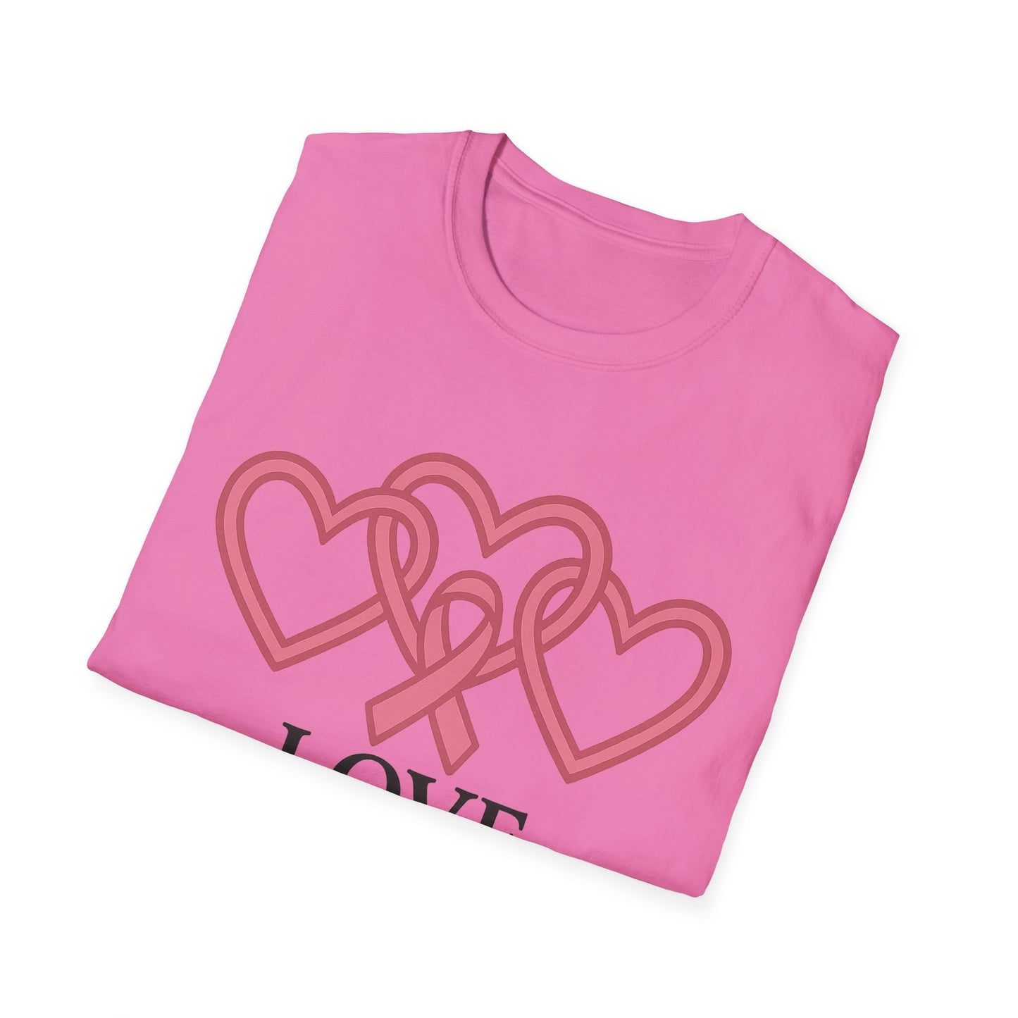 Love Support Cure Shirt | Breast Cancer Awareness Pink Ribbon Hearts Tee | Survivor Fighter Support Hope T-Shirt October Month