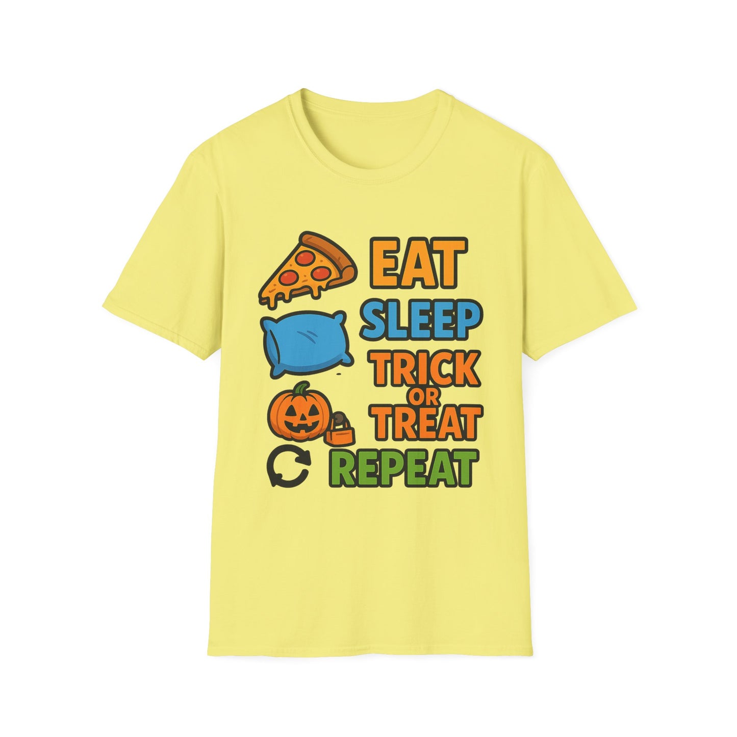 Eat Sleep Trick or Treat Repeat Shirt – Funny Halloween Candy Tee