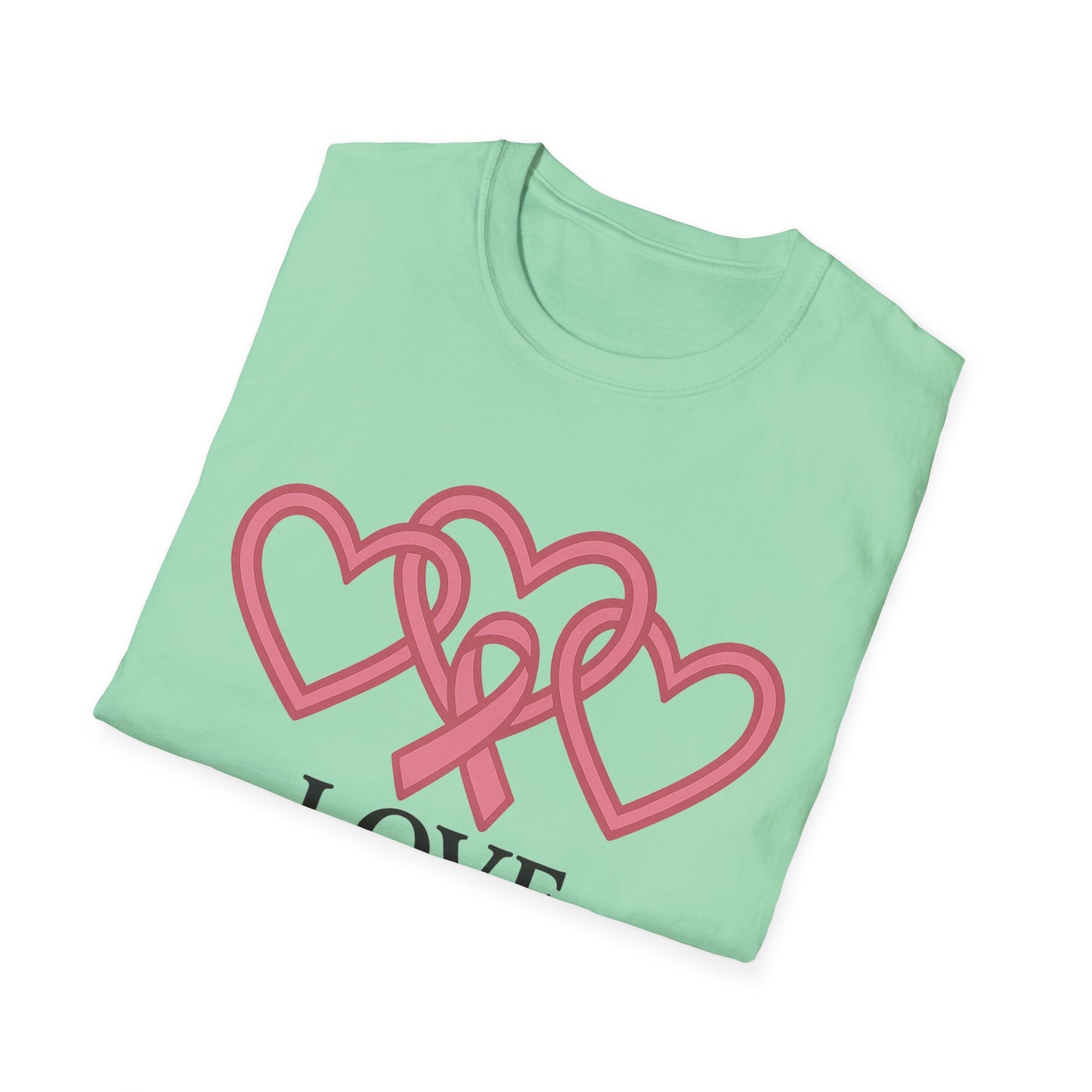 Love Support Cure Shirt | Breast Cancer Awareness Pink Ribbon Hearts Tee | Survivor Fighter Support Hope T-Shirt October Month