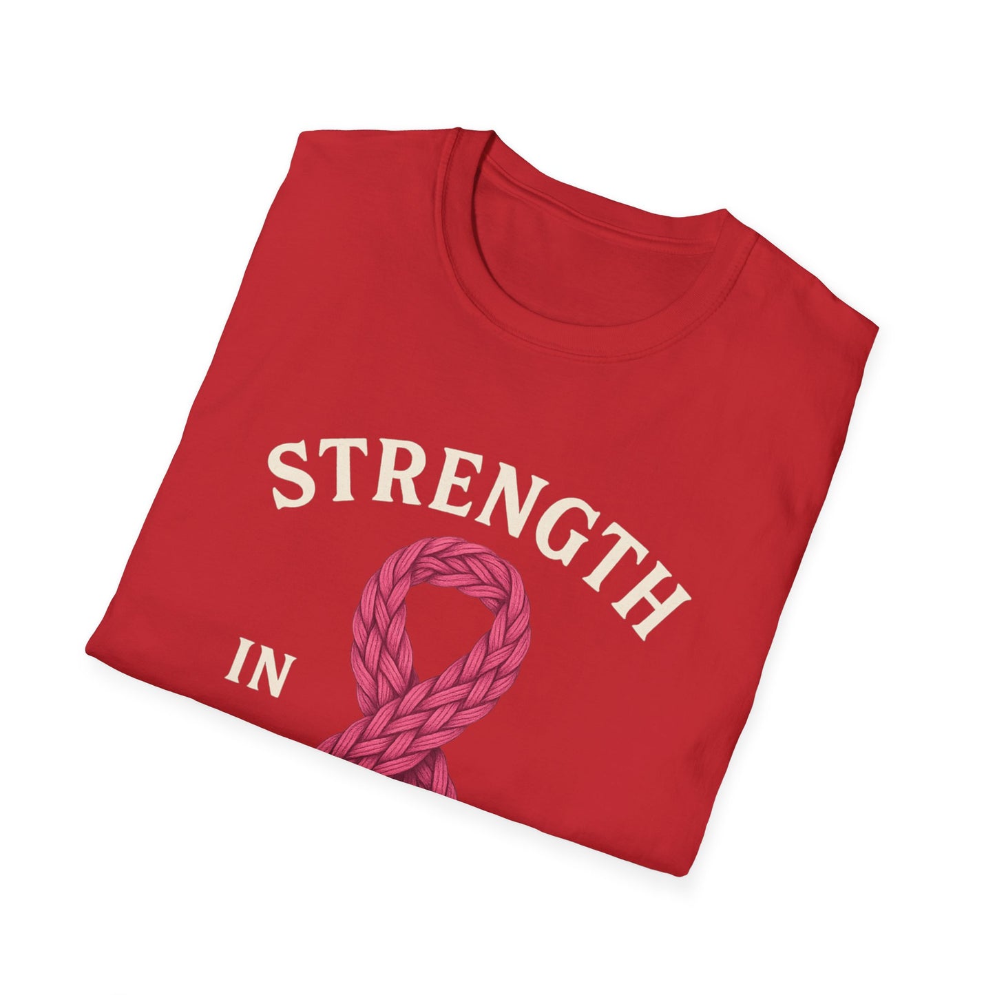 Strength in Every Stitch Shirt | Breast Cancer Awareness Pink Ribbon Tee | Knitting Crochet Support Survivor Fighter T-Shirt