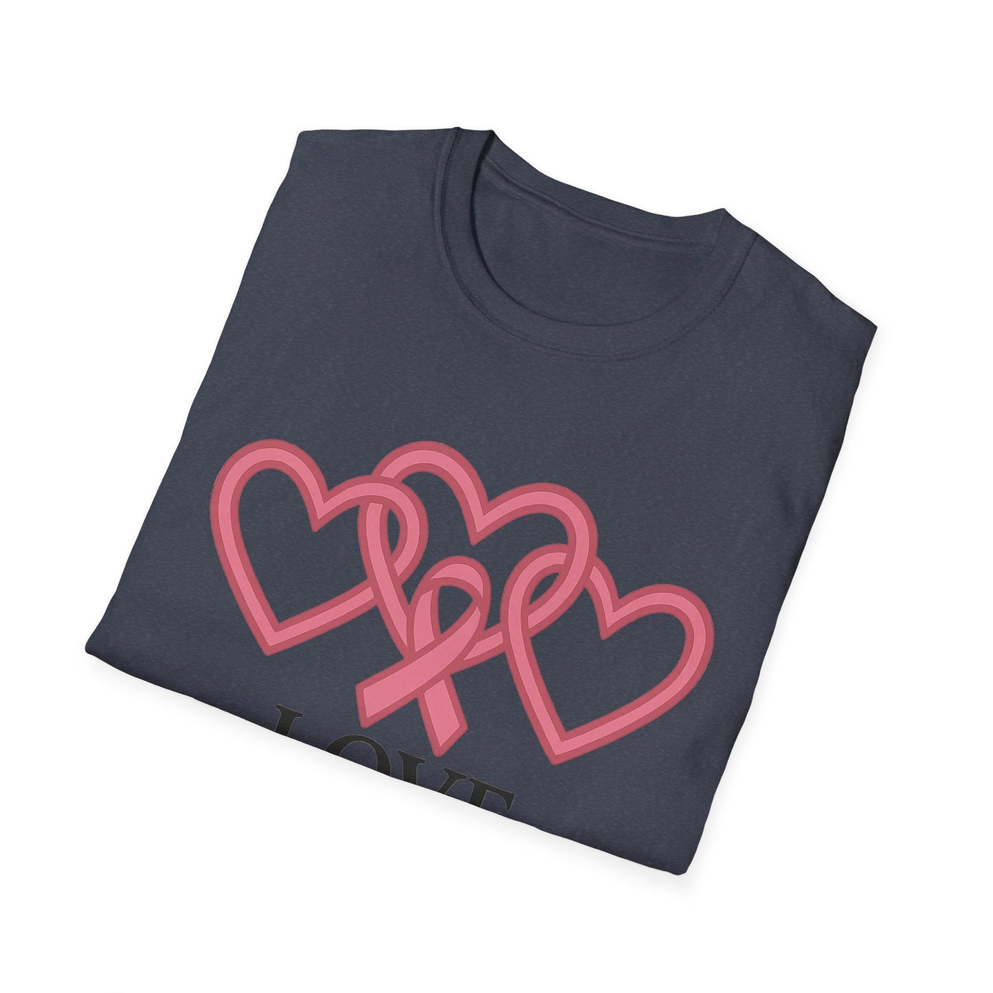 Love Support Cure Shirt | Breast Cancer Awareness Pink Ribbon Hearts Tee | Survivor Fighter Support Hope T-Shirt October Month