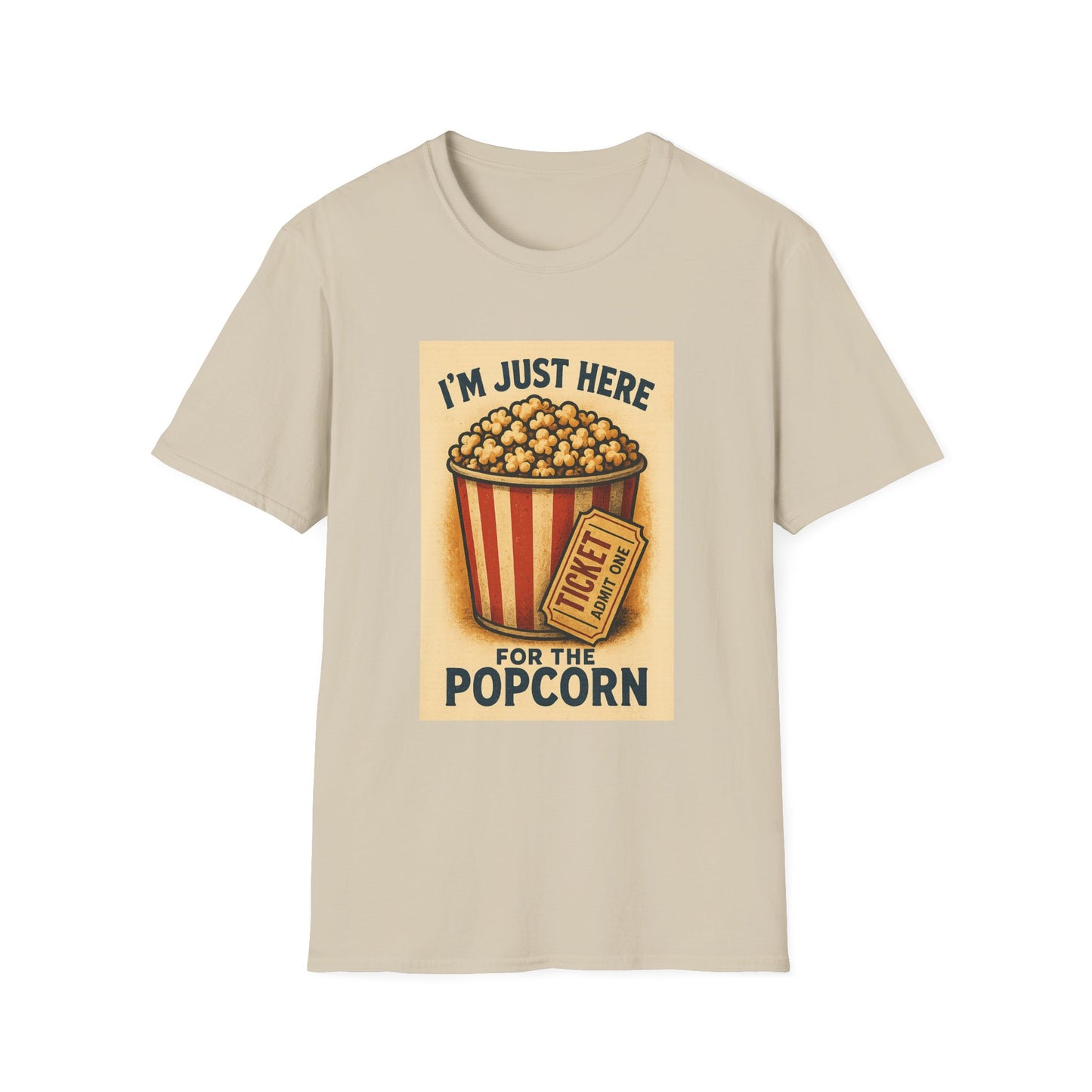 I’m Just Here for the Popcorn Shirt – Funny Movie Night Tee – Retro Popcorn Bucket T-Shirt for Theater & Film Fans
