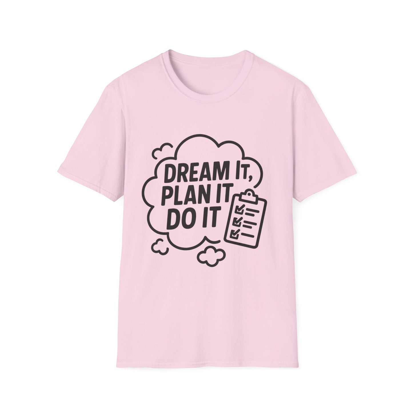 Dream It Plan It Do It T-Shirt – Inspirational Checklist Cloud Graphic Motivational Tee