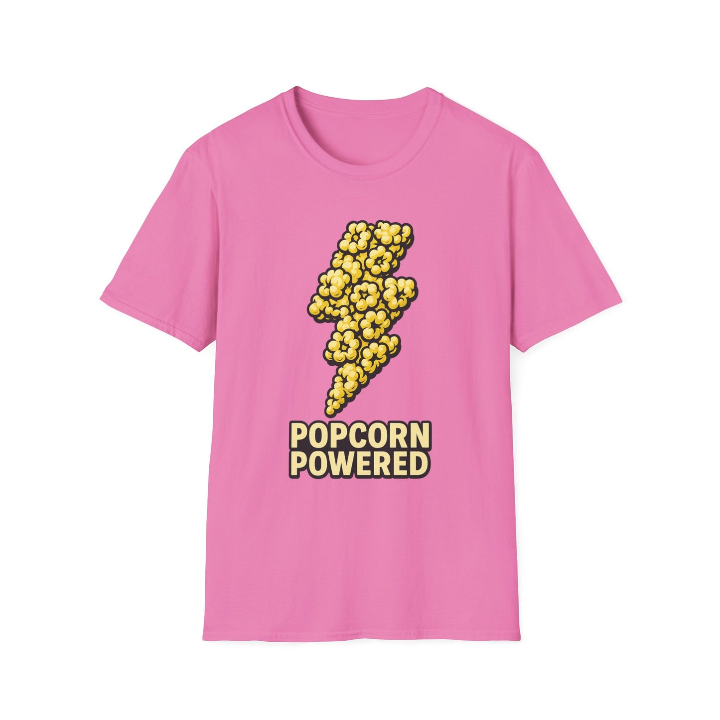 Popcorn Powered Shirt – Funny Movie Snack Tee – Retro Popcorn Lover T-Shirt for Cinema Nights & Foodie Fans