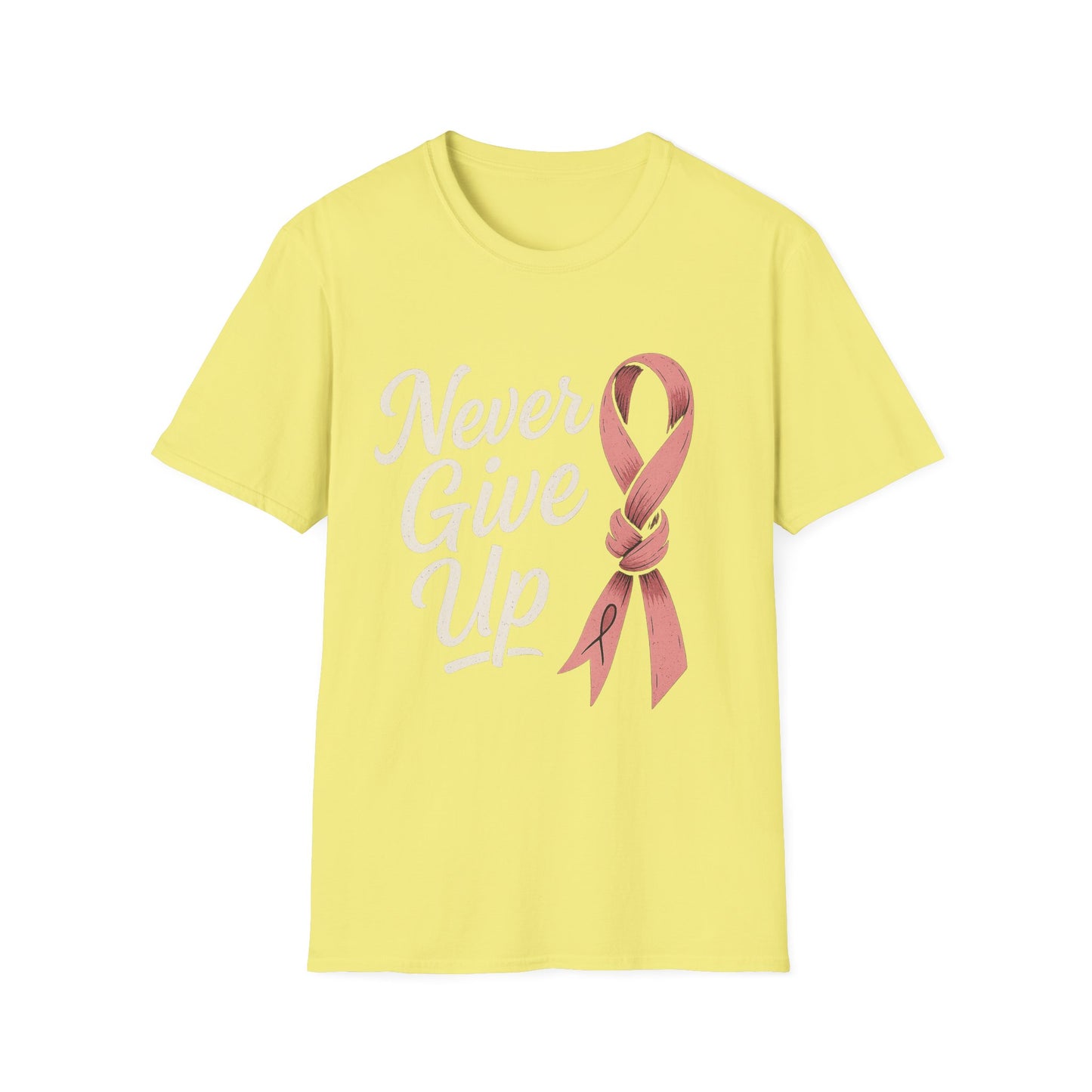 Never Give Up Shirt | Breast Cancer Awareness Pink Ribbon Tee | Inspirational Support Survivor Fighter T-Shirt October Hope