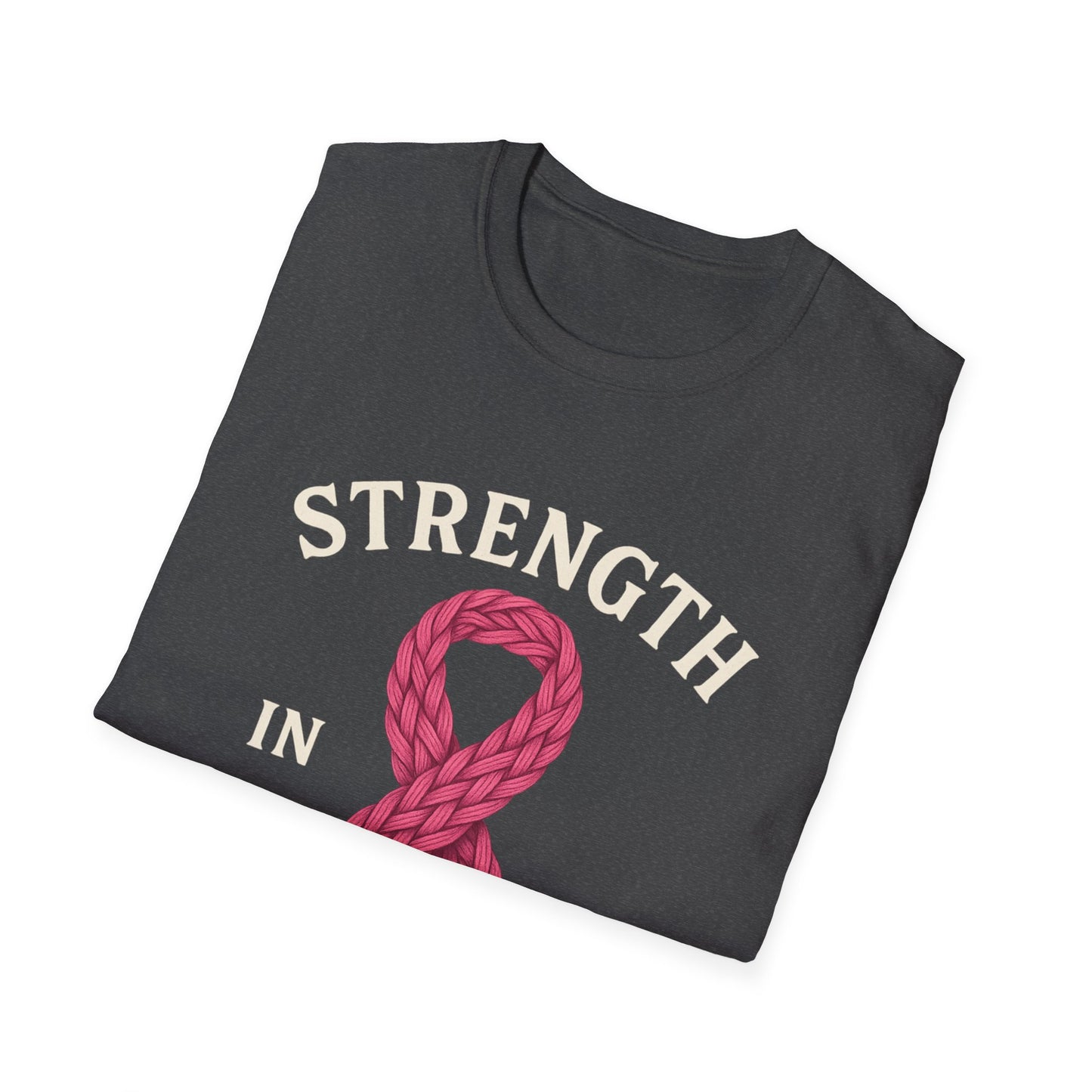 Strength in Every Stitch Shirt | Breast Cancer Awareness Pink Ribbon Tee | Knitting Crochet Support Survivor Fighter T-Shirt