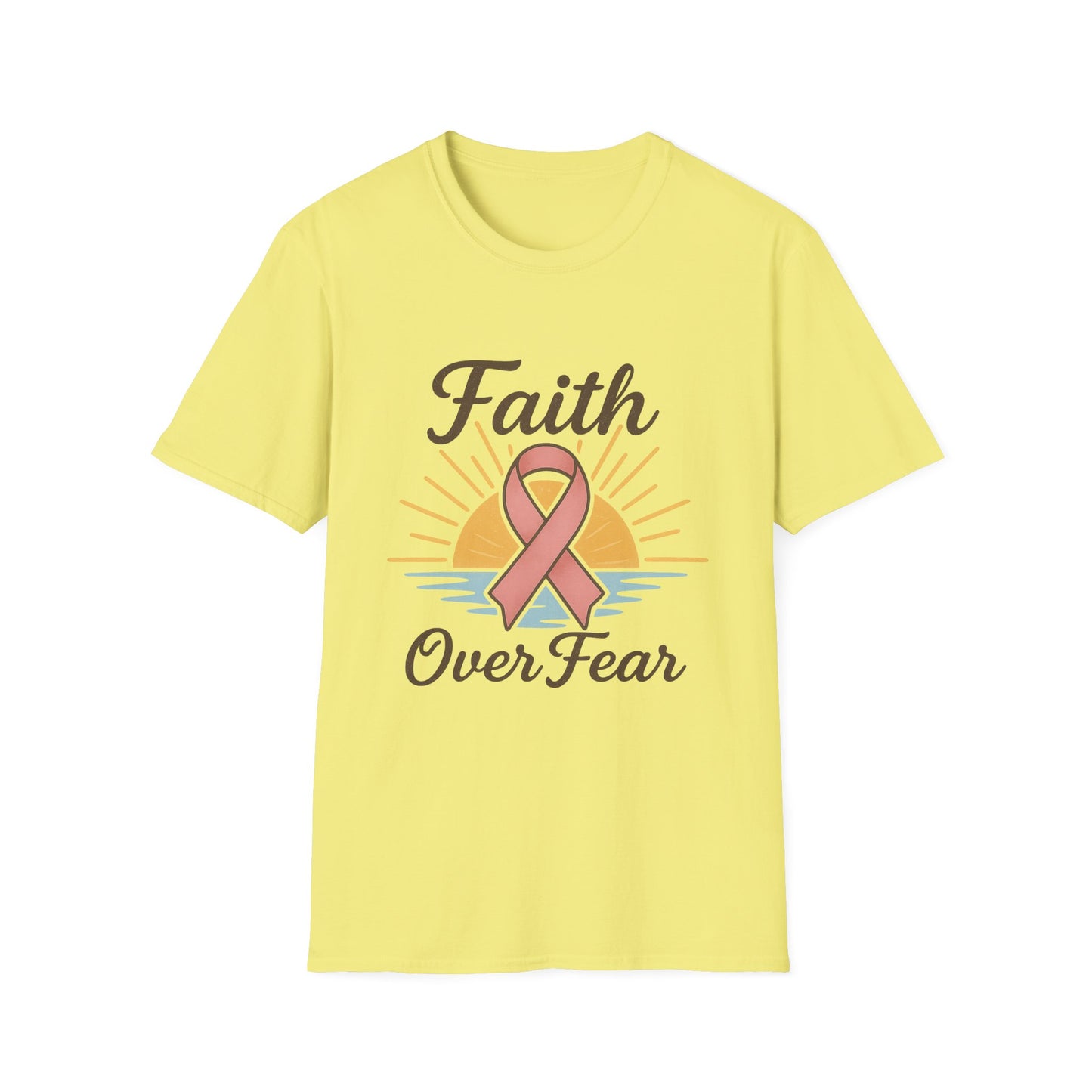 Faith Over Fear Shirt | Breast Cancer Awareness Pink Ribbon Tee | Inspirational Hope Support Survivor Fighter T-Shirt October