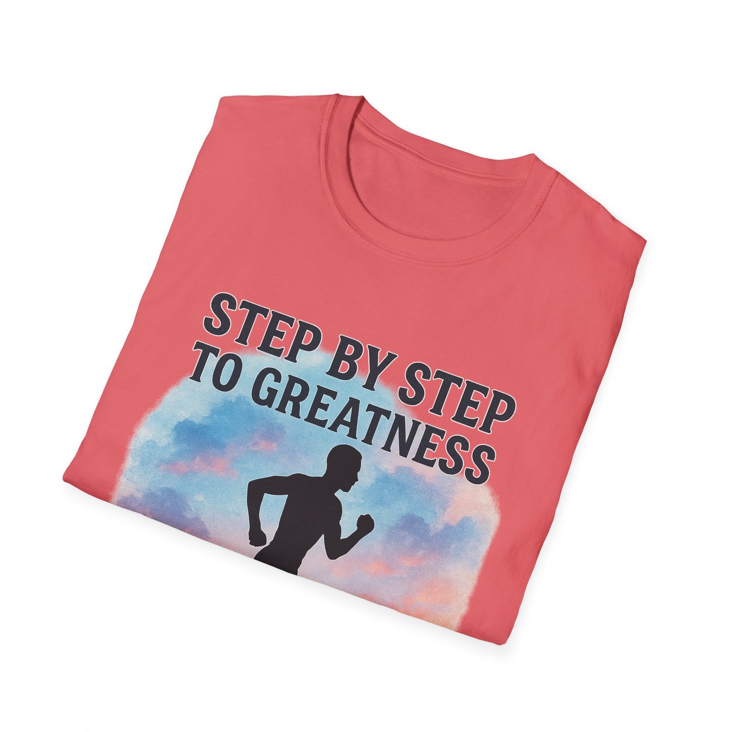 Step by Step to Greatness T-Shirt – Runner Silhouette Motivational Fitness Tee