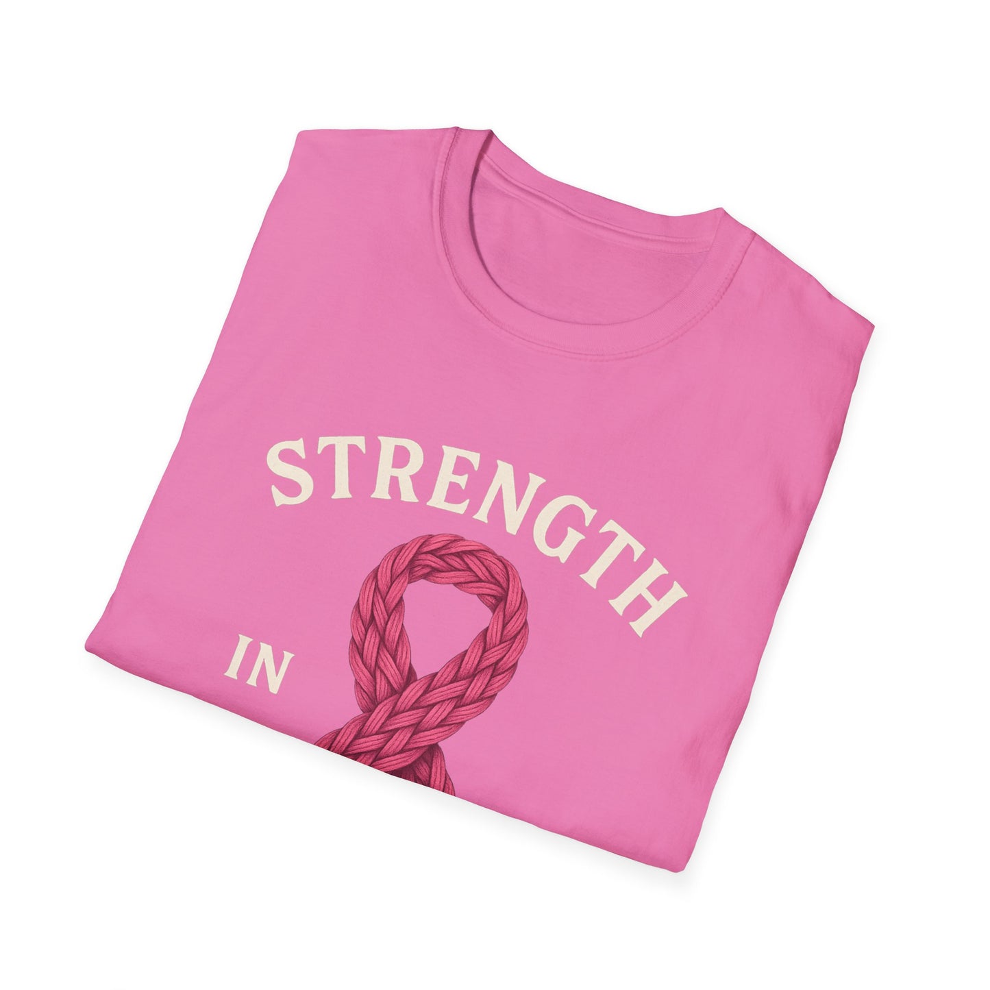 Strength in Every Stitch Shirt | Breast Cancer Awareness Pink Ribbon Tee | Knitting Crochet Support Survivor Fighter T-Shirt