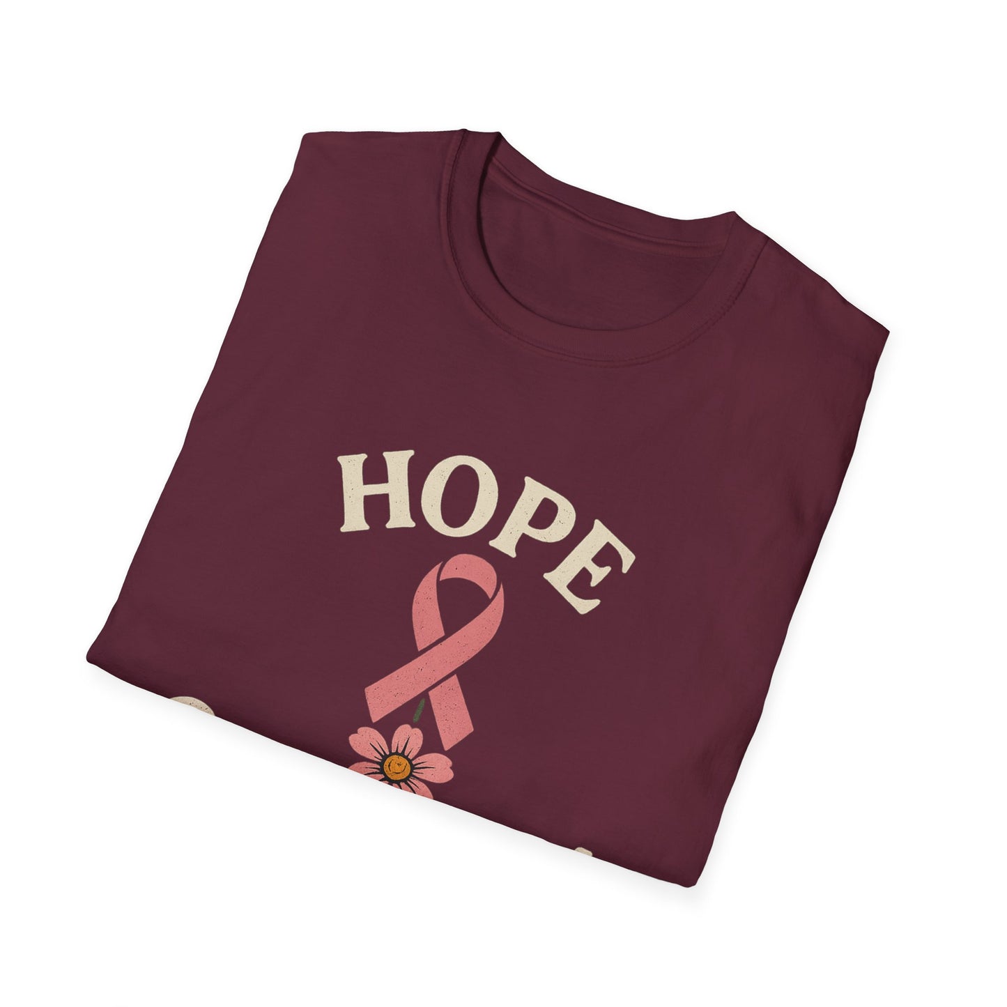 Hope Grows Here Shirt | Breast Cancer Awareness Pink Ribbon Flower Tee | Survivor Fighter Support October Strong T-Shirt