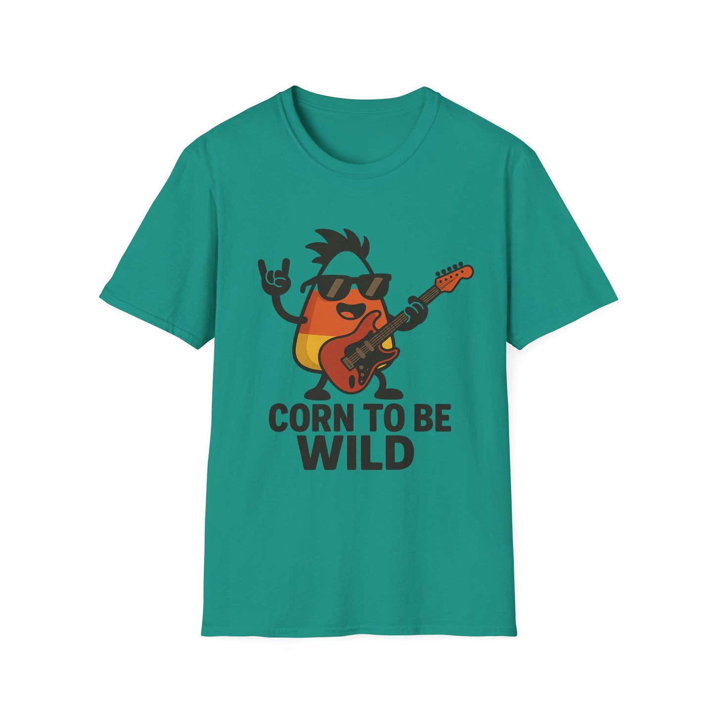 Corn to Be Wild Guitar Shirt – Rock n’ Roll Candy Corn Graphic Tee, Funny Halloween Band Top