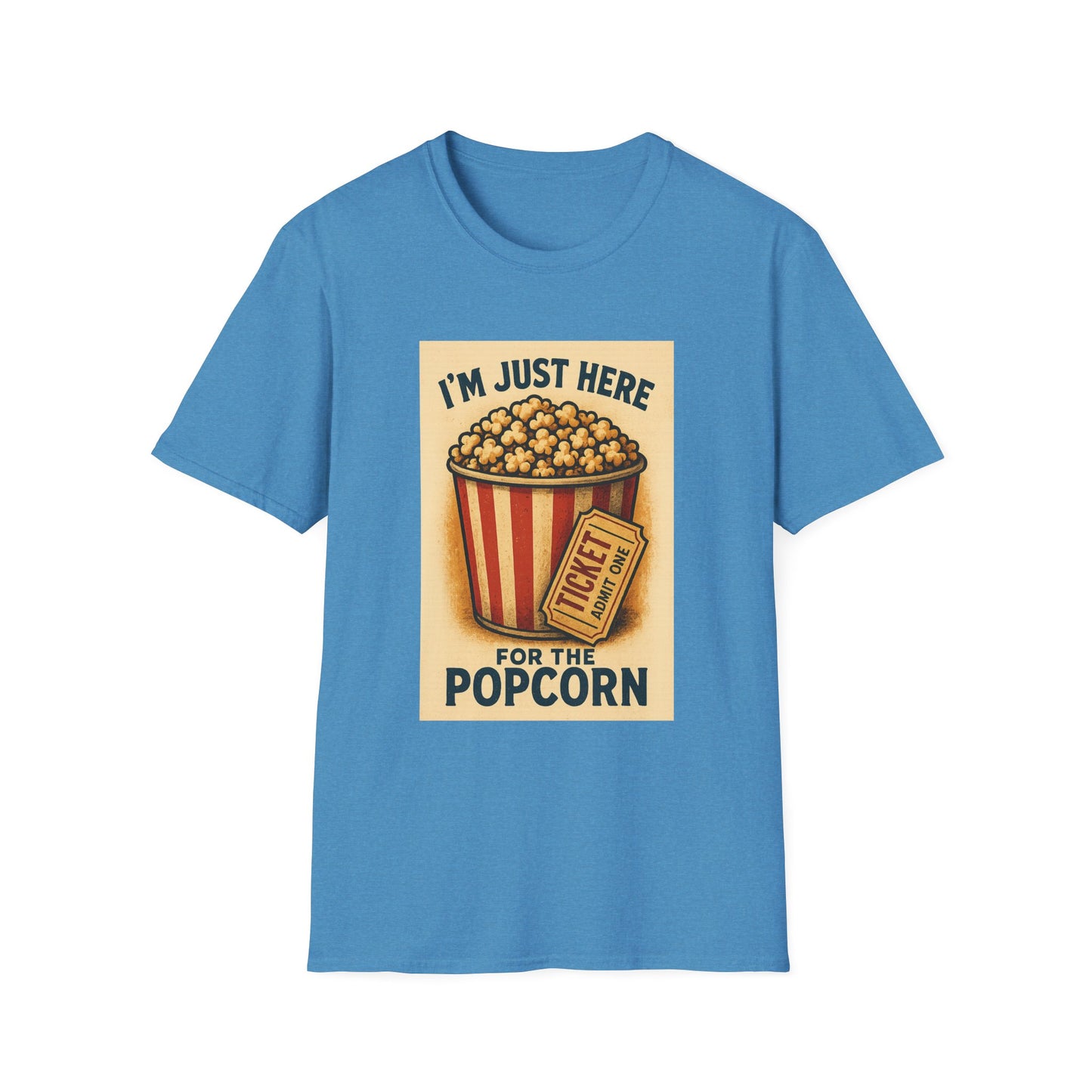 I’m Just Here for the Popcorn Shirt – Funny Movie Night Tee – Retro Popcorn Bucket T-Shirt for Theater & Film Fans