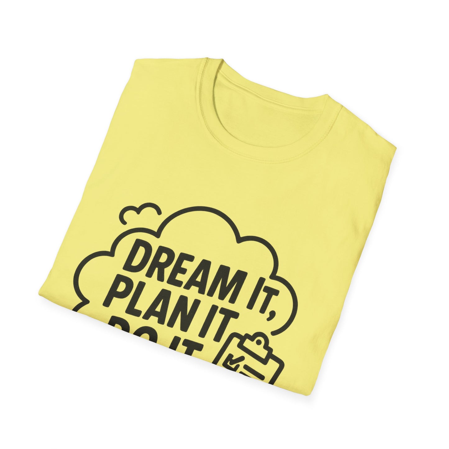 Dream It Plan It Do It T-Shirt – Inspirational Checklist Cloud Graphic Motivational Tee