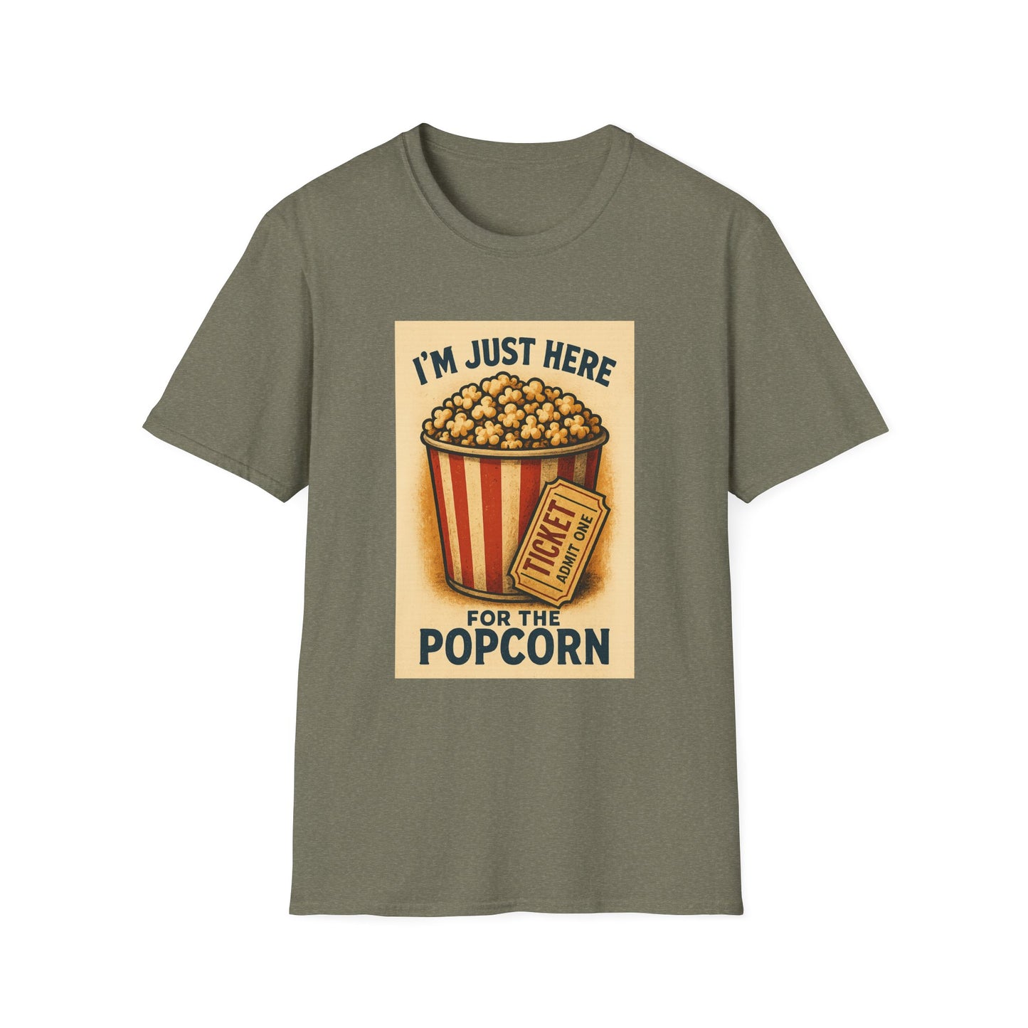 I’m Just Here for the Popcorn Shirt – Funny Movie Night Tee – Retro Popcorn Bucket T-Shirt for Theater & Film Fans