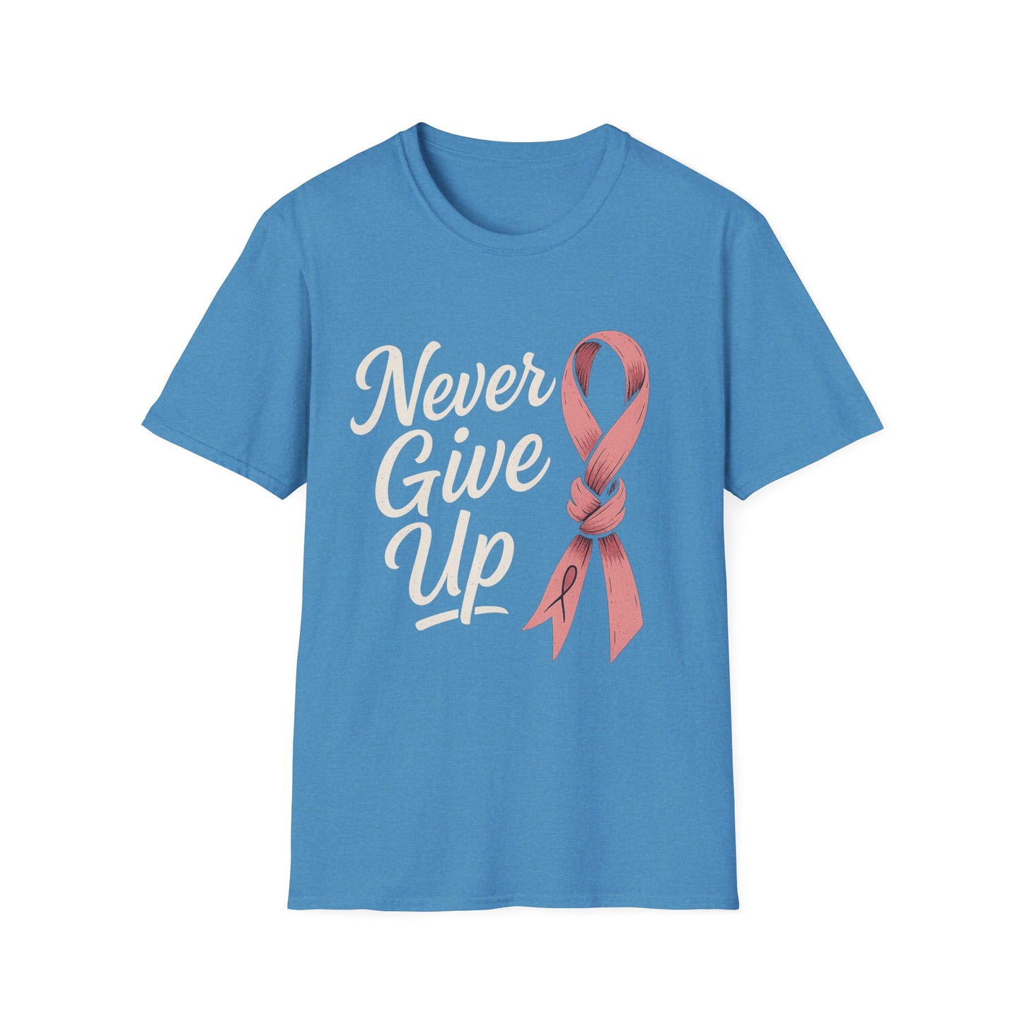 Never Give Up Shirt | Breast Cancer Awareness Pink Ribbon Tee | Inspirational Support Survivor Fighter T-Shirt October Hope
