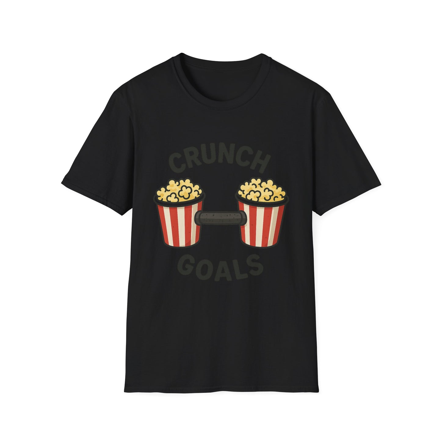 Crunch Goals Popcorn Shirt – Funny Fitness Pun Tee – Retro Popcorn Lover T-Shirt for Movie Nights & Snack Fans