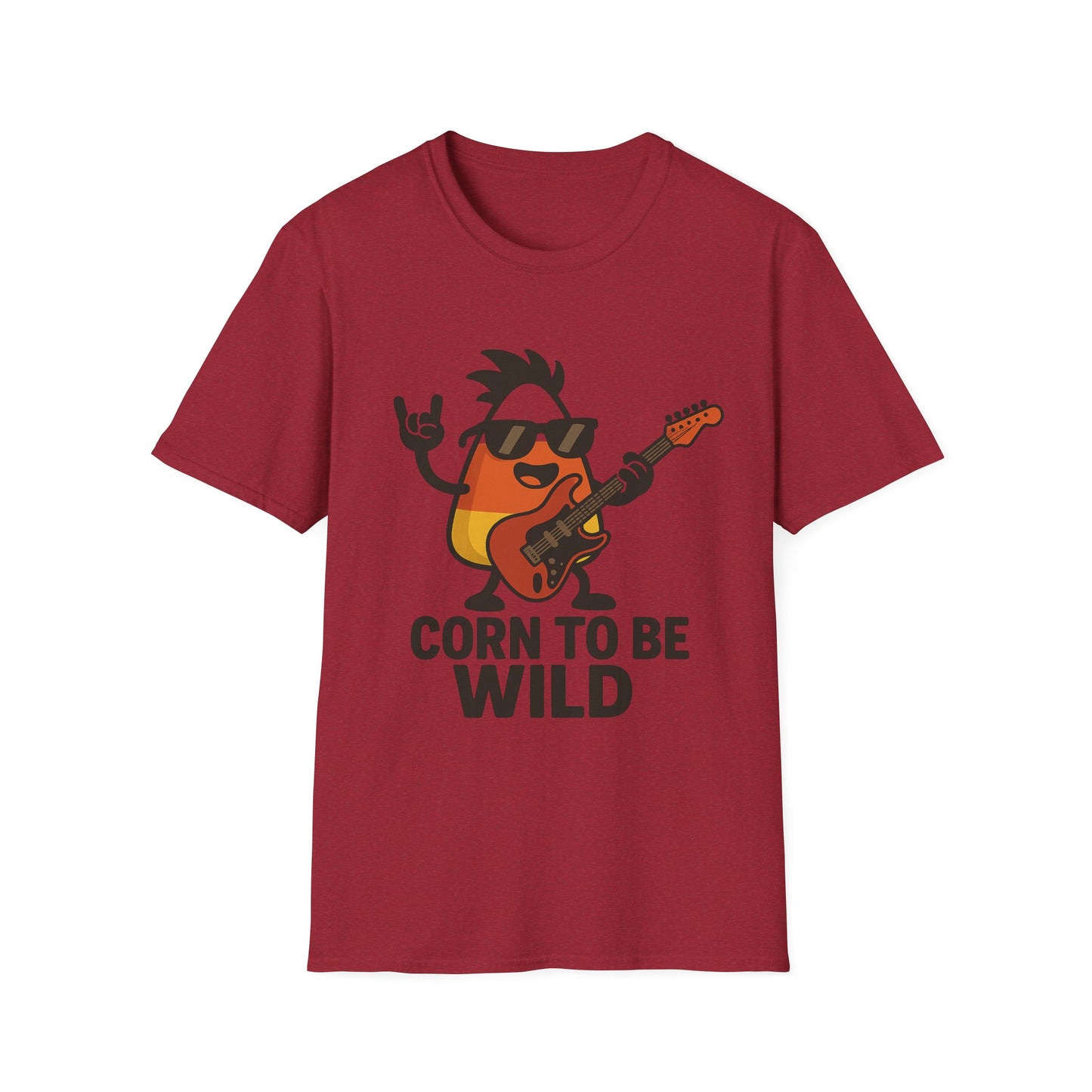 Corn to Be Wild Guitar Shirt – Rock n’ Roll Candy Corn Graphic Tee, Funny Halloween Band Top