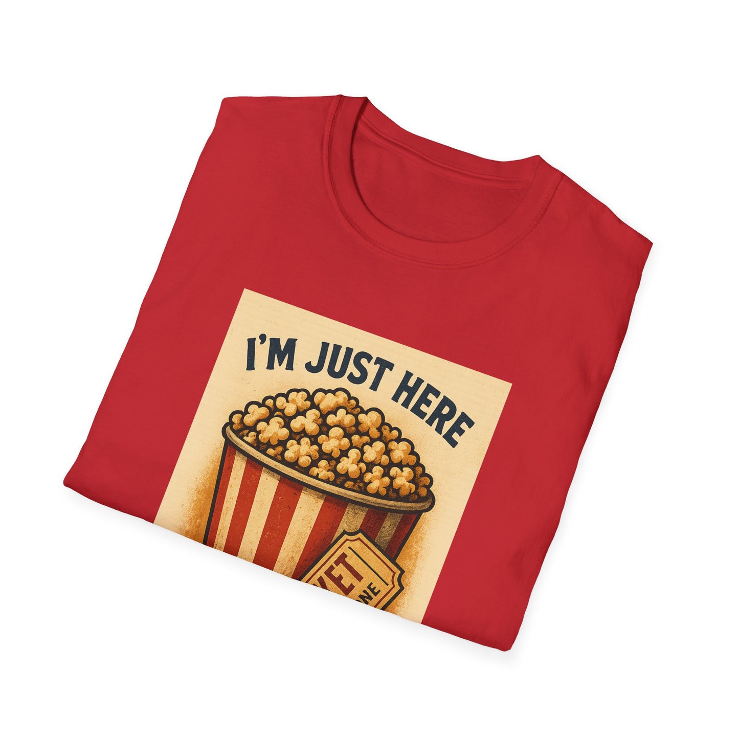 I’m Just Here for the Popcorn Shirt – Funny Movie Night Tee – Retro Popcorn Bucket T-Shirt for Theater & Film Fans