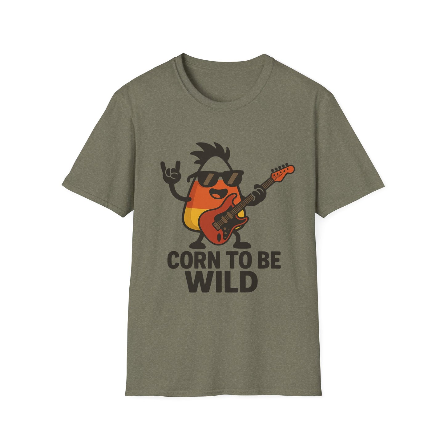Corn to Be Wild Guitar Shirt – Rock n’ Roll Candy Corn Graphic Tee, Funny Halloween Band Top