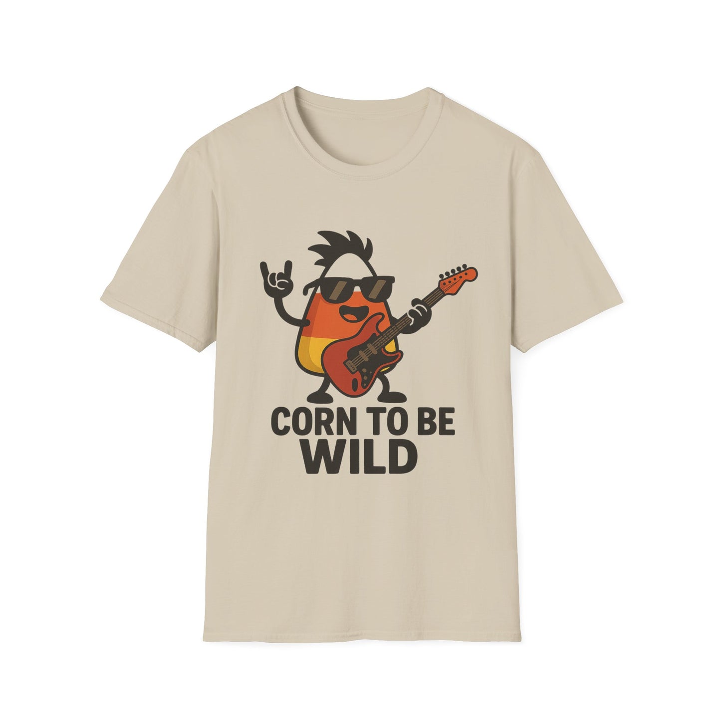 Corn to Be Wild Guitar Shirt – Rock n’ Roll Candy Corn Graphic Tee, Funny Halloween Band Top