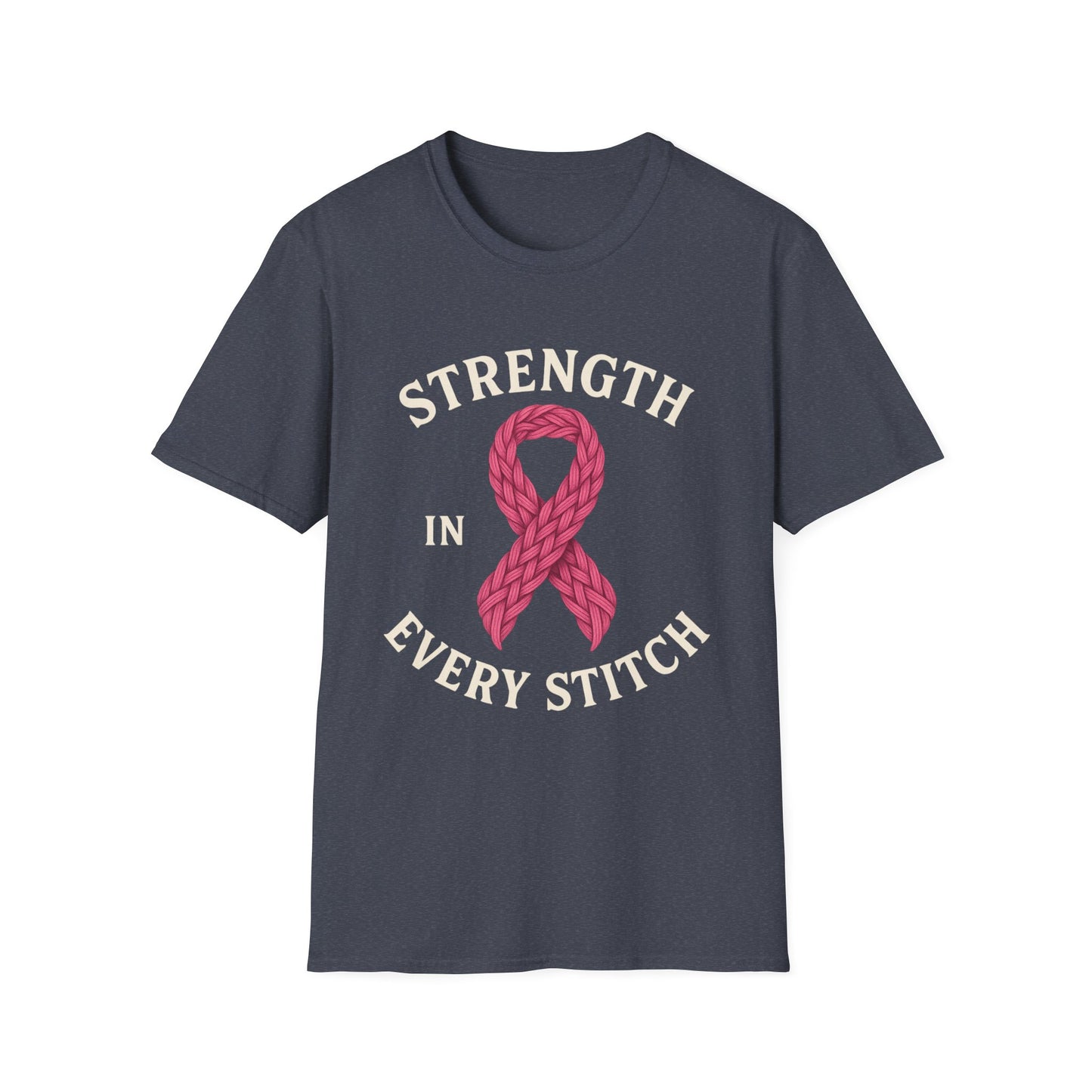 Strength in Every Stitch Shirt | Breast Cancer Awareness Pink Ribbon Tee | Knitting Crochet Support Survivor Fighter T-Shirt