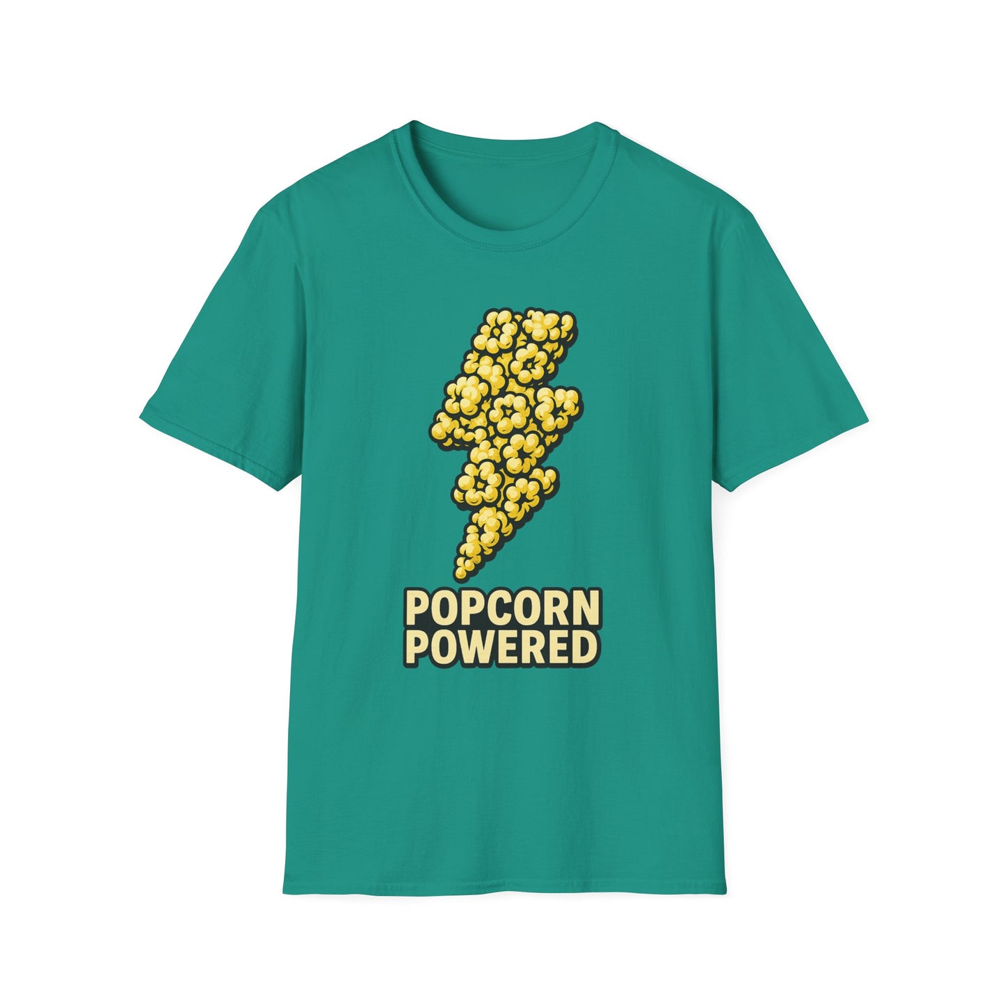 Popcorn Powered Shirt – Funny Movie Snack Tee – Retro Popcorn Lover T-Shirt for Cinema Nights & Foodie Fans