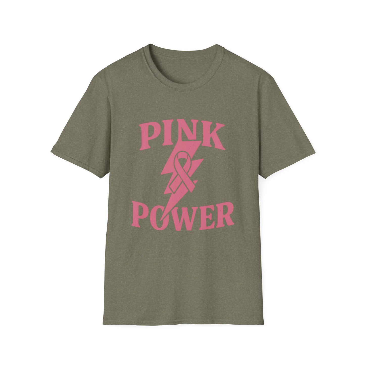 Pink Power Shirt | Breast Cancer Awareness Lightning Ribbon Tee | Survivor Fighter Strong Support Hope T-Shirt October Month