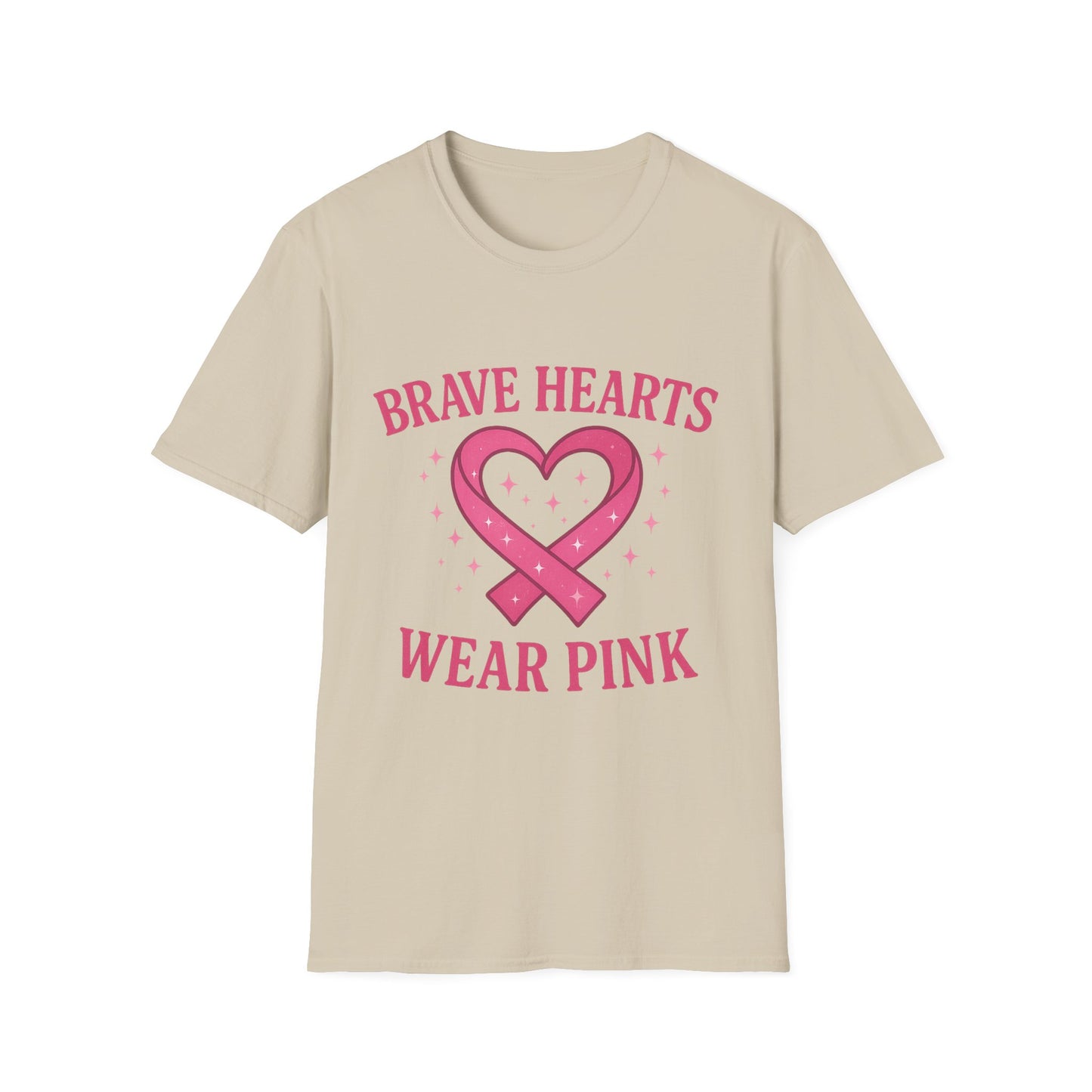 Brave Hearts Wear Pink Shirt | Breast Cancer Awareness Heart Ribbon Tee | Survivor Fighter Support Hope T-Shirt October Strong