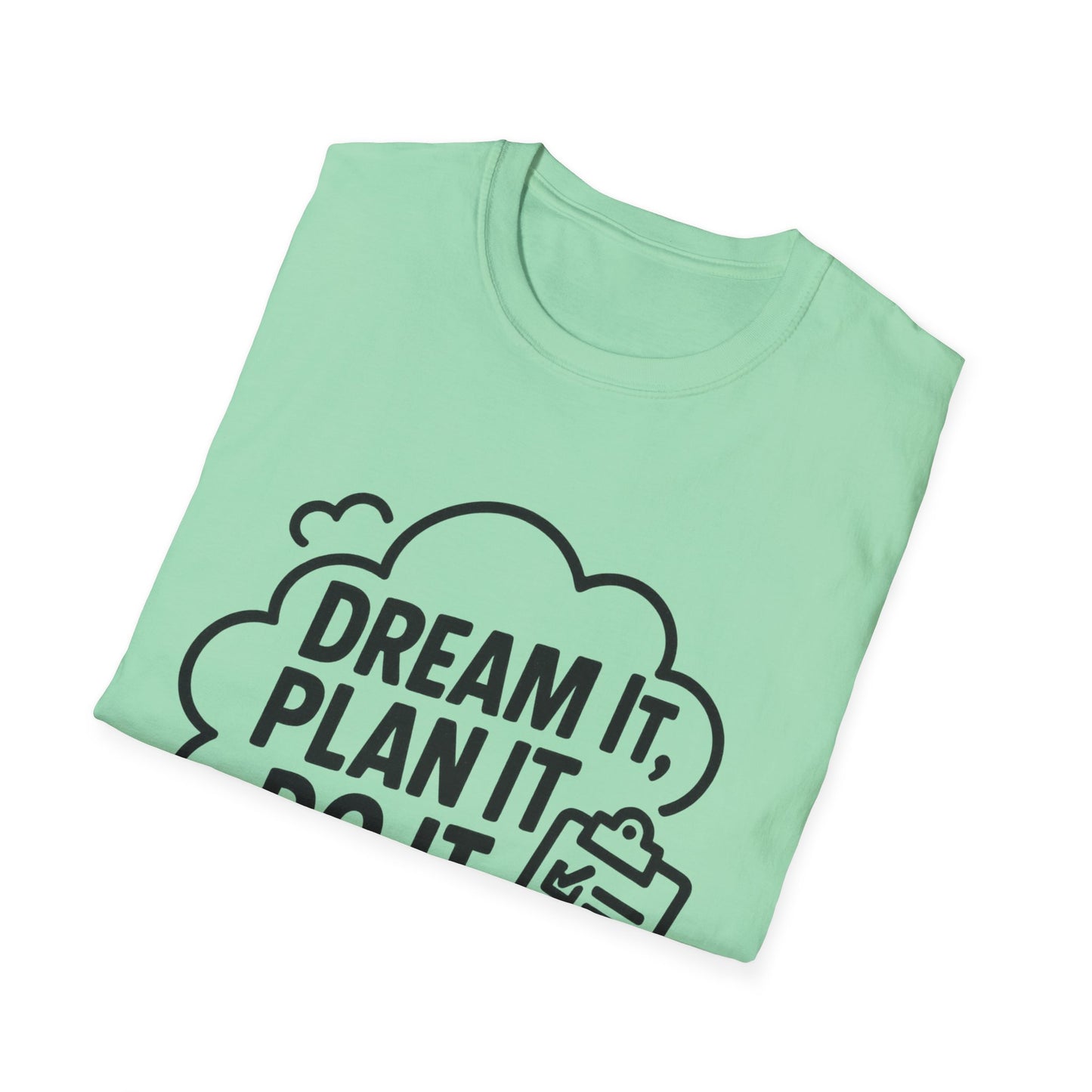Dream It Plan It Do It T-Shirt – Inspirational Checklist Cloud Graphic Motivational Tee