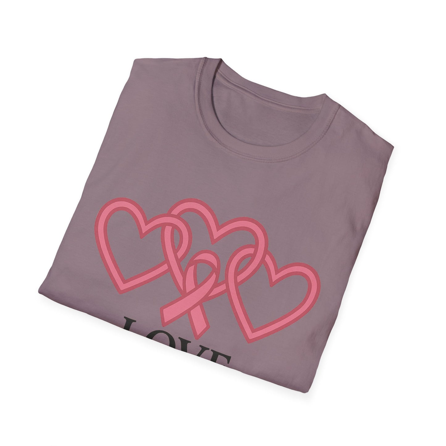 Love Support Cure Shirt | Breast Cancer Awareness Pink Ribbon Hearts Tee | Survivor Fighter Support Hope T-Shirt October Month