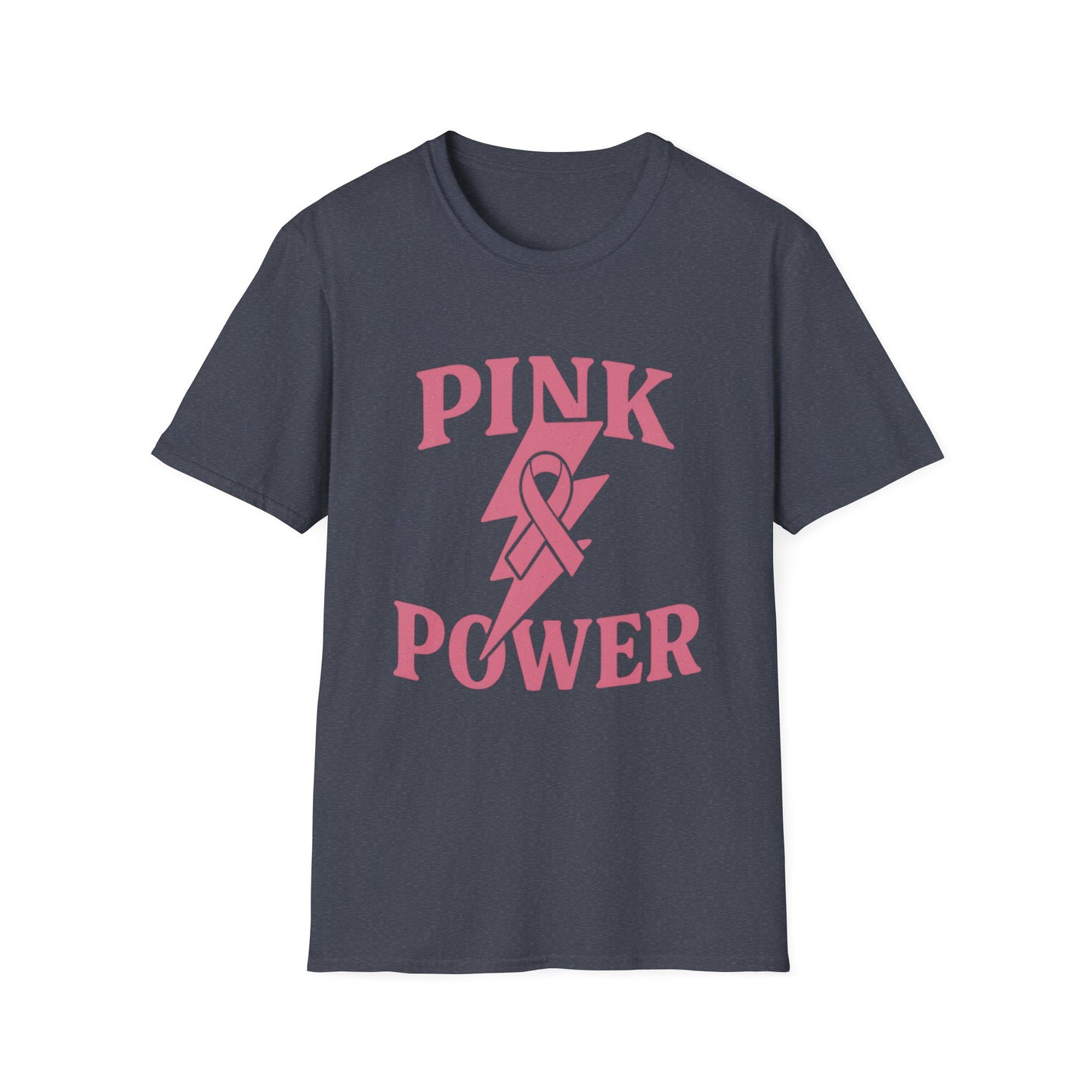 Pink Power Shirt | Breast Cancer Awareness Lightning Ribbon Tee | Survivor Fighter Strong Support Hope T-Shirt October Month