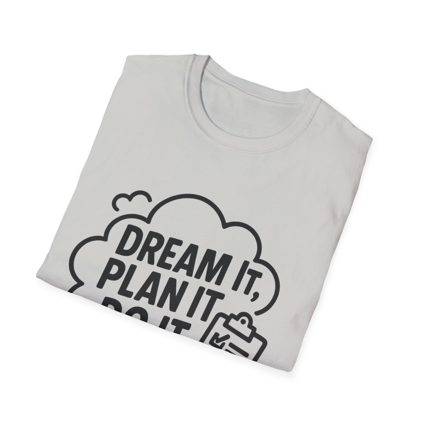 Dream It Plan It Do It T-Shirt – Inspirational Checklist Cloud Graphic Motivational Tee