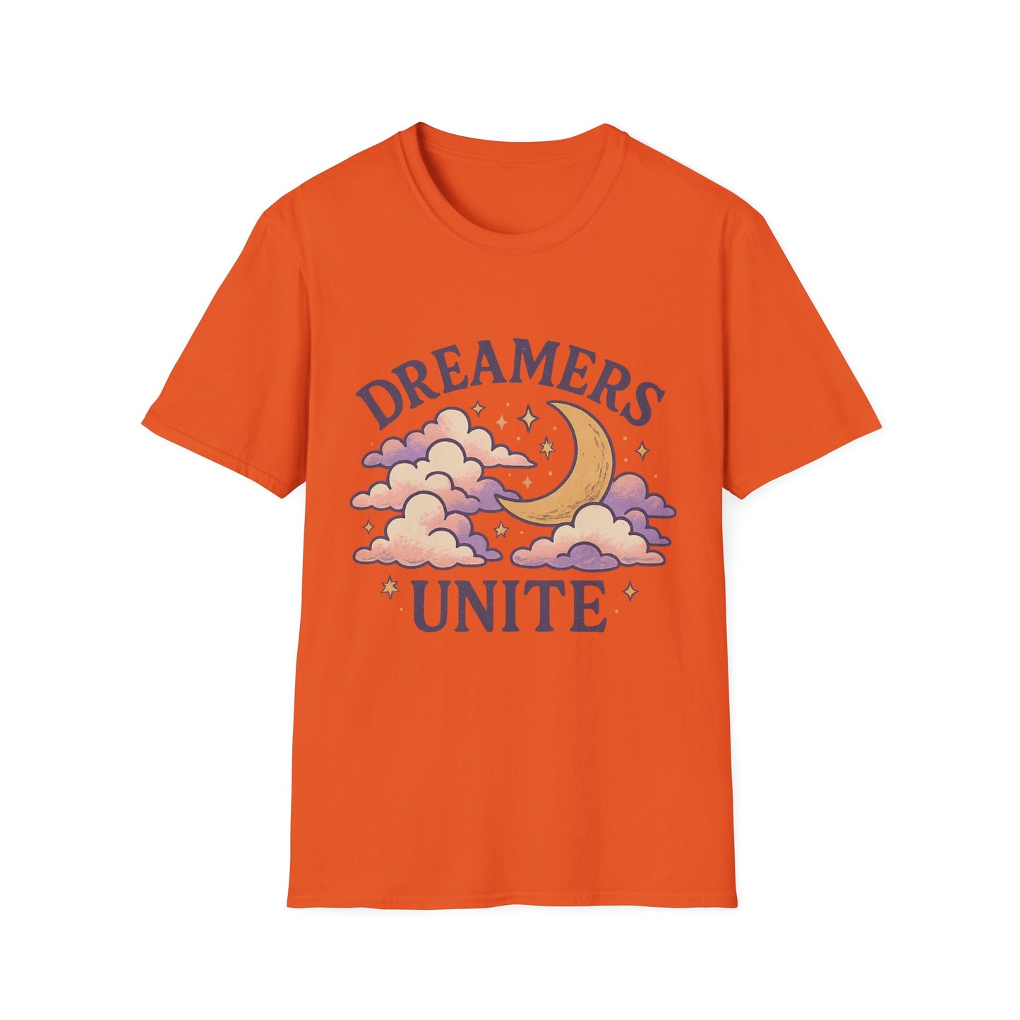 Dreamers Unite T-Shirt – Whimsical Moon & Clouds Inspirational Dreamer Tee