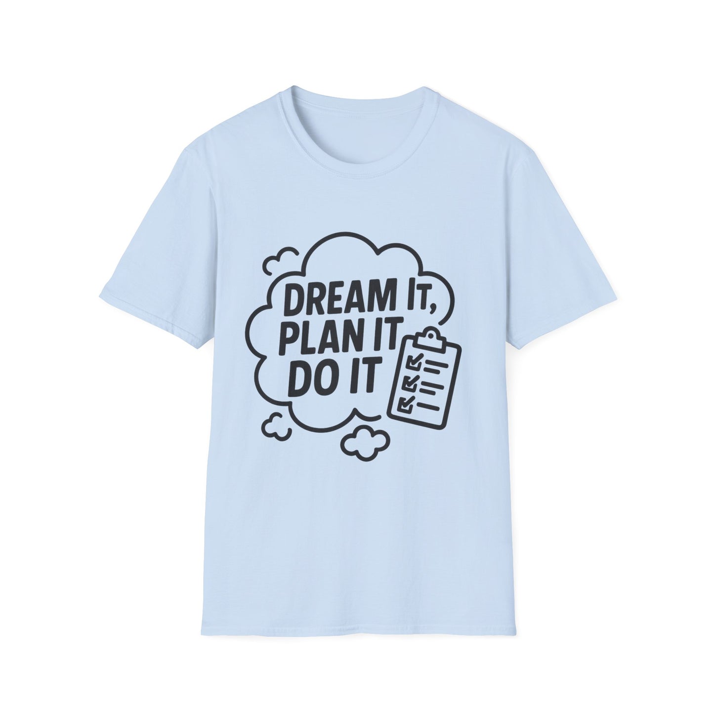 Dream It Plan It Do It T-Shirt – Inspirational Checklist Cloud Graphic Motivational Tee