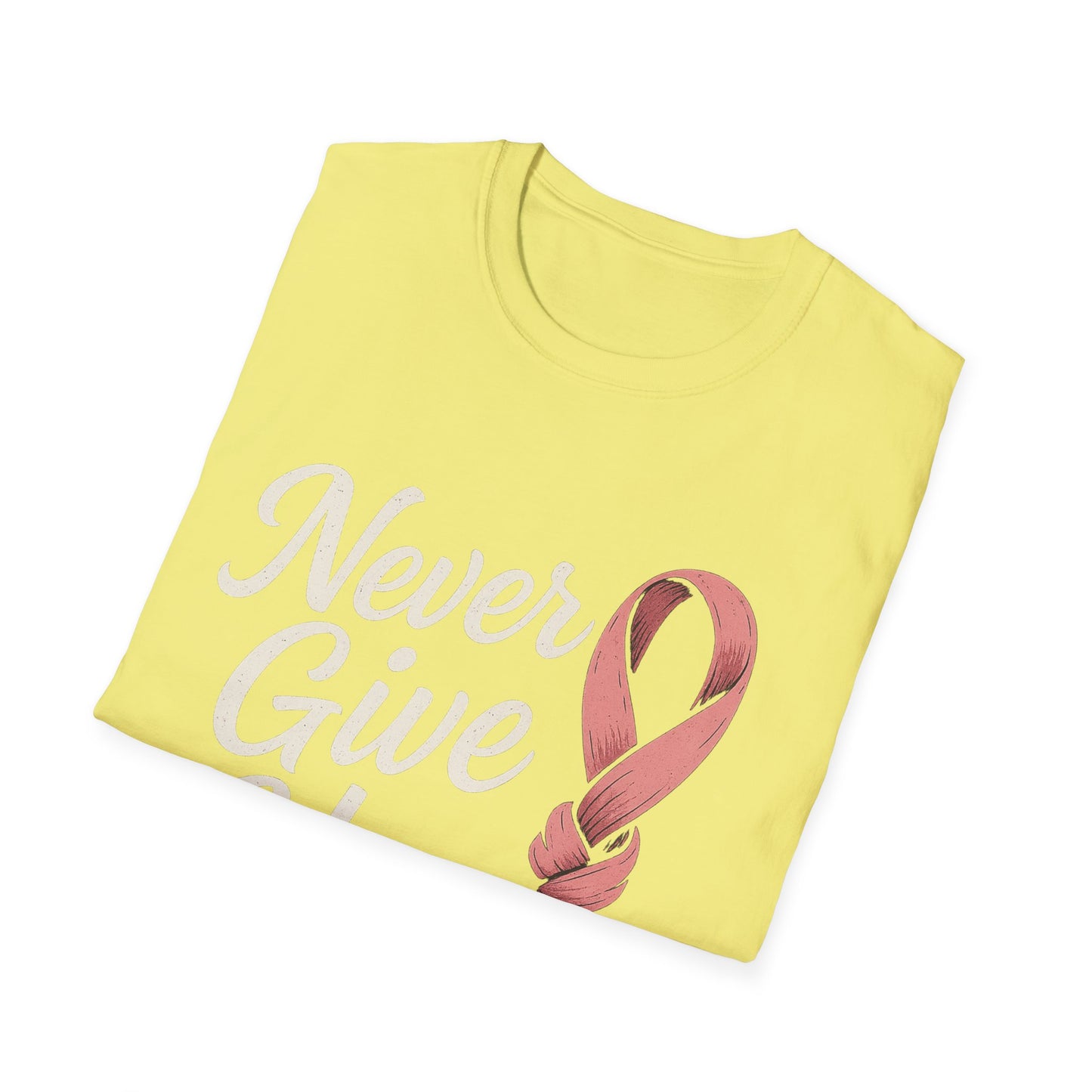 Never Give Up Shirt | Breast Cancer Awareness Pink Ribbon Tee | Inspirational Support Survivor Fighter T-Shirt October Hope
