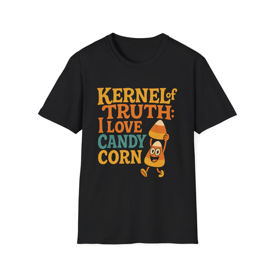 Kernel of Truth I Love Candy Corn Shirt – Cute Retro Halloween T-Shirt, Sweet Fall Graphic Tee
