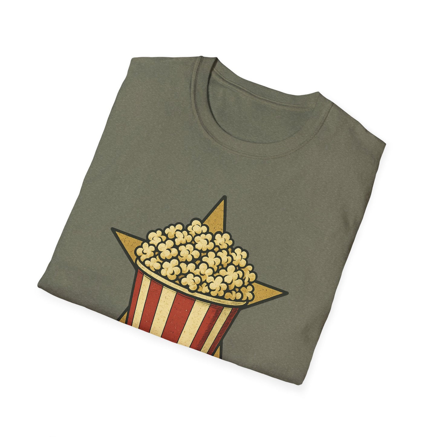 Snack Like a Star Popcorn Shirt – Funny Movie Night Tee – Retro Popcorn Bucket T-Shirt for Cinema Fans