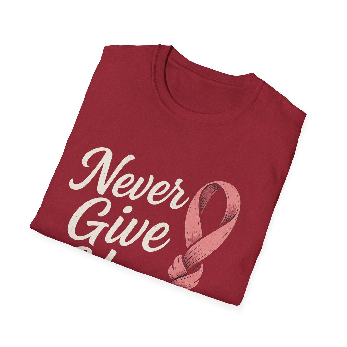 Never Give Up Shirt | Breast Cancer Awareness Pink Ribbon Tee | Inspirational Support Survivor Fighter T-Shirt October Hope