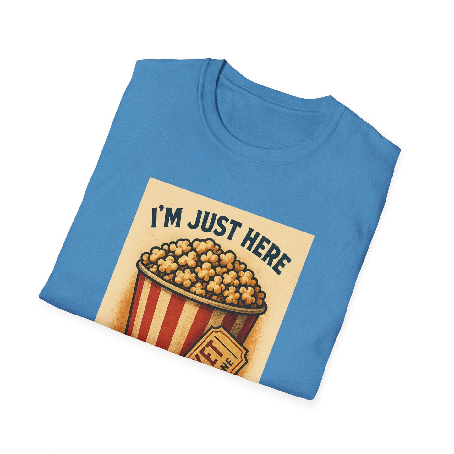 I’m Just Here for the Popcorn Shirt – Funny Movie Night Tee – Retro Popcorn Bucket T-Shirt for Theater & Film Fans